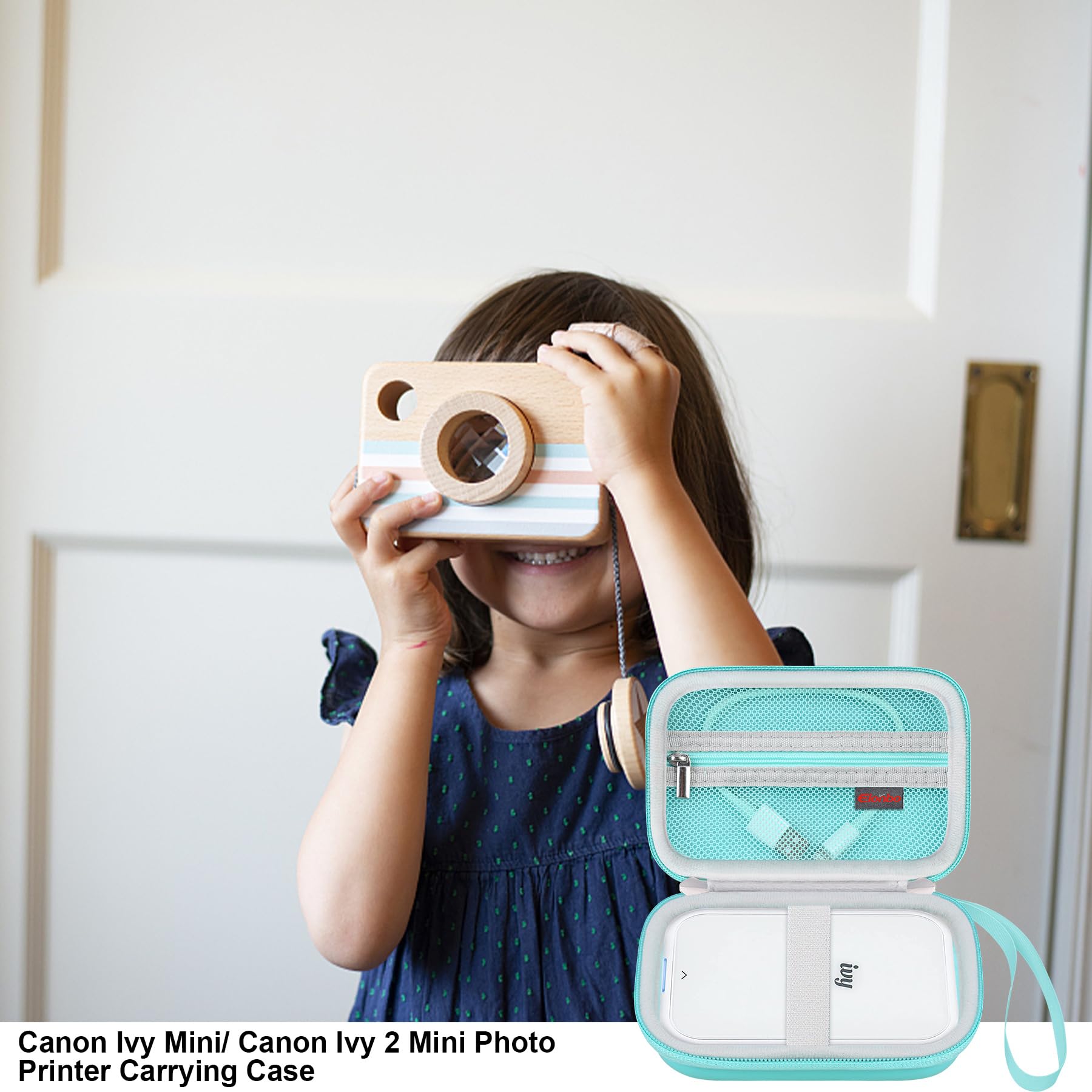 Elonbo Portable Travel Case for Canon Ivy 2 Mini & Ivy Mini Photo Printer | Bluetooth Instant Camera Printer Storage Bag | Fits Photo Paper & Cables | Green Mesh Organizer | Perfect for Travel, Home & Office Use