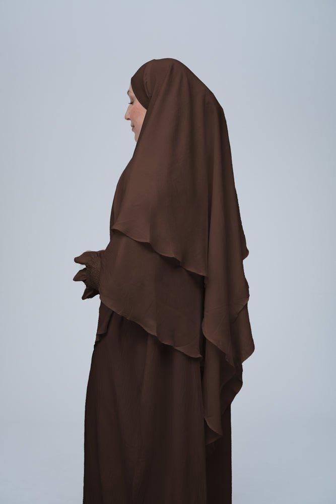 Premium Dark Coffee Prayer Gown for Umrah & Salah - Modest Islamic Abaya for Women's Religious Ceremonies & Daily Worship
