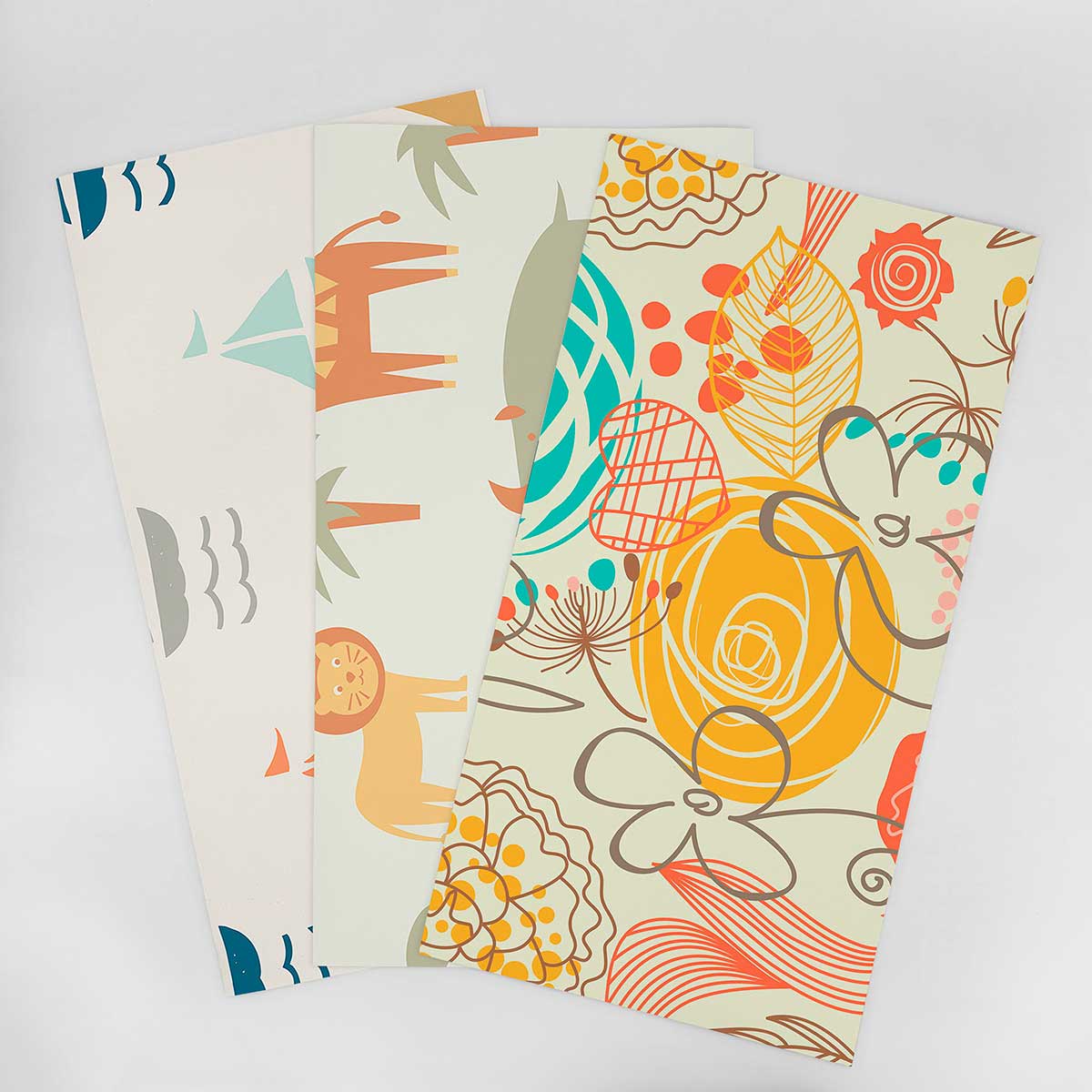 Vibrant Kids Wallpaper Sample - Red & Orange Color Palette for Nursery, Bedroom & Playroom Decor
