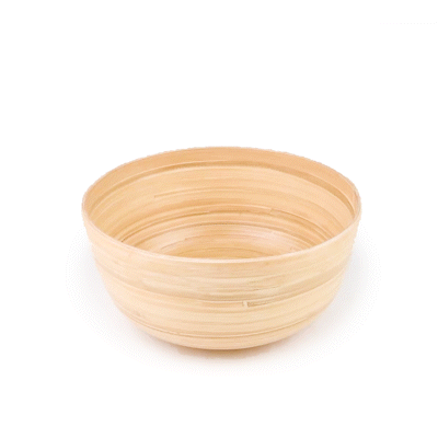 Bambuddha 30 oz Round Natural Spun Bamboo Large Salad Bowl - Eco-Friendly, Durable & Lightweight - Perfect for Salads, Pasta, Fruit & Serving Dishes - 11 x 11 x 5.5 Inches - 1 Count Box