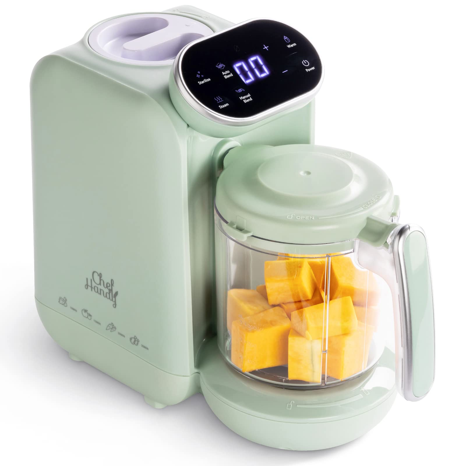 Chefhandy Green Baby Food Maker - Electric Baby Bottle Sterilizer & Cleaner for Fresh Homemade Puree - Perfect for Travel, Daycare & Home Use