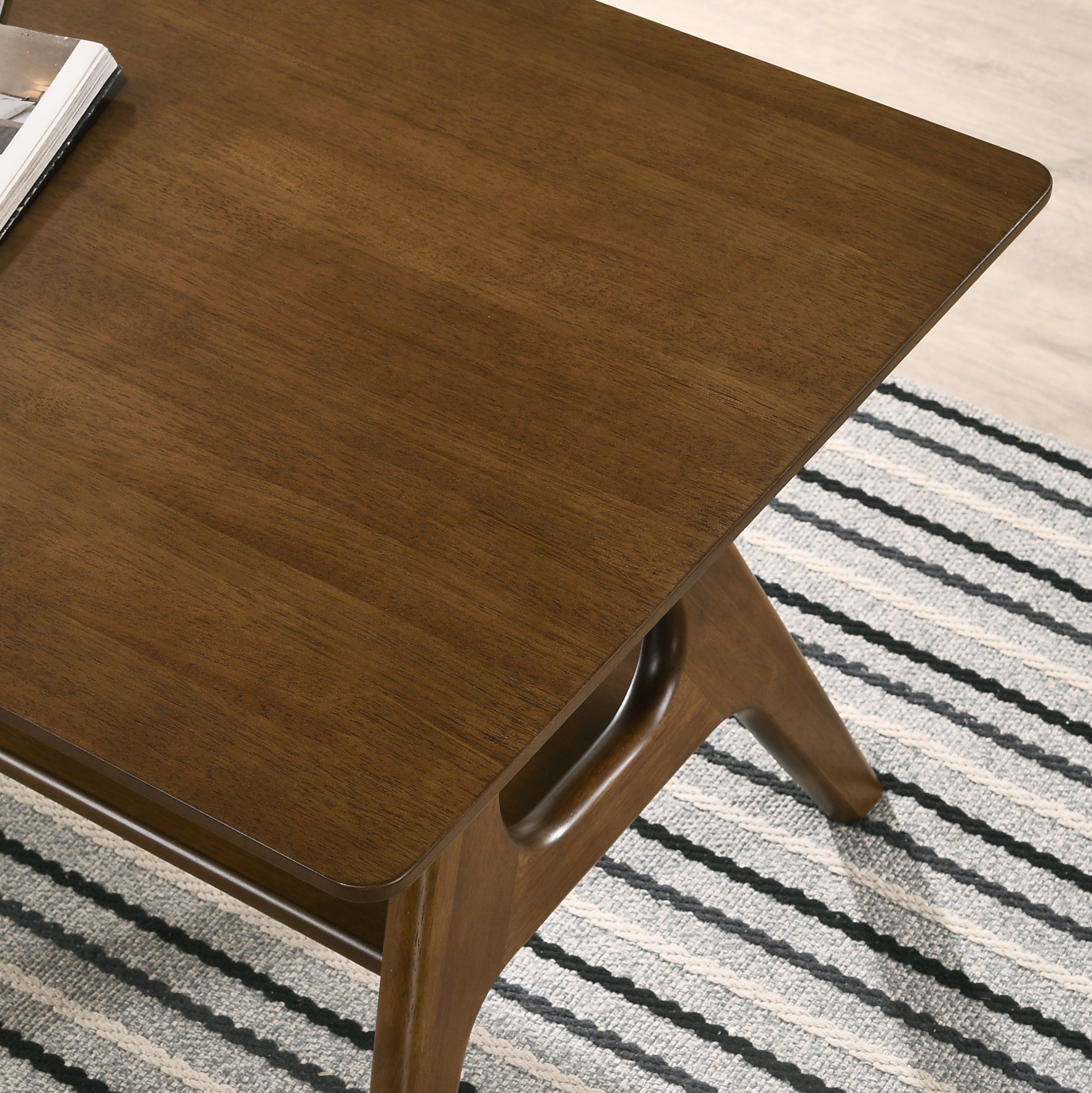 Roundhill Furniture Arona Mid Century Modern Wood Shelf End Table - Stylish Living Room Side Table with Storage for Books & Decor | Perfect for Small Spaces, Apartments & Bedrooms