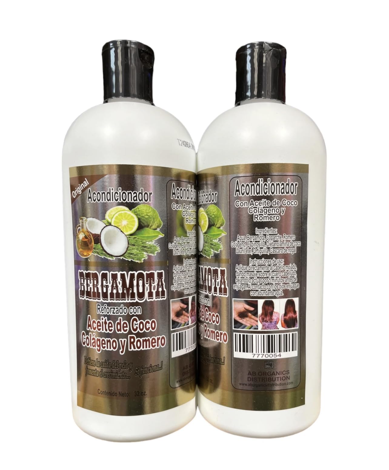 Bergamot & Coconut Oil Hair Conditioner with Collagen & Rosemary - 32 Fl Oz for Dry, Damaged Hair - Deep Hydration & Repair - Pack of 1 - Perfect for Salon-Quality Hair Care at Home