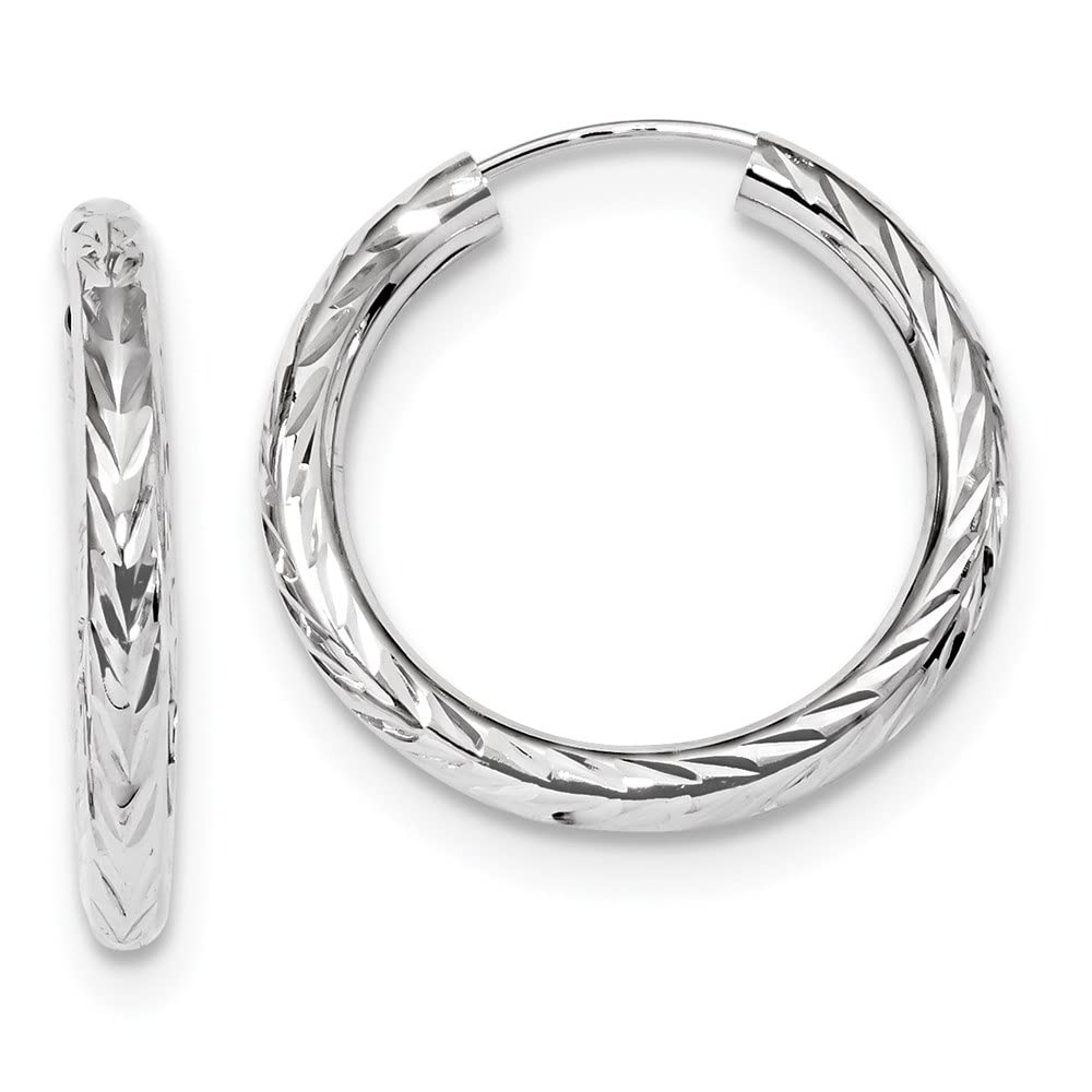14K Gold Polished & Diamond Cut Endless Hoop Earrings for Women - Elegant Everyday Jewelry for Work, Date Night & Special Occasions