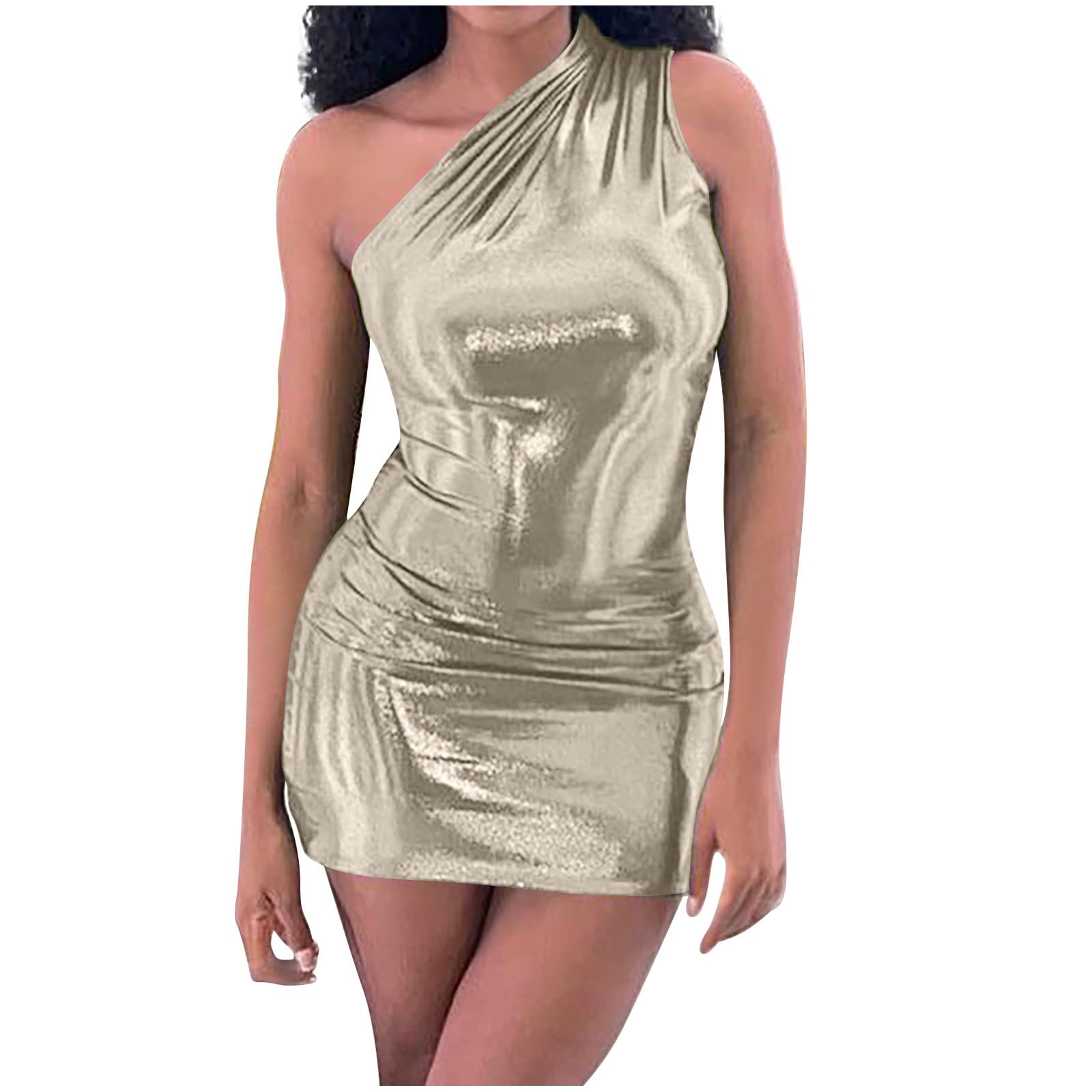 Sexy Summer Mini Bodycon Dress for Women - Sleeveless Halter Ruched Backless Club Dress | Slim Fit Party & Night Out Outfit for Beach, Date Night & Clubbing