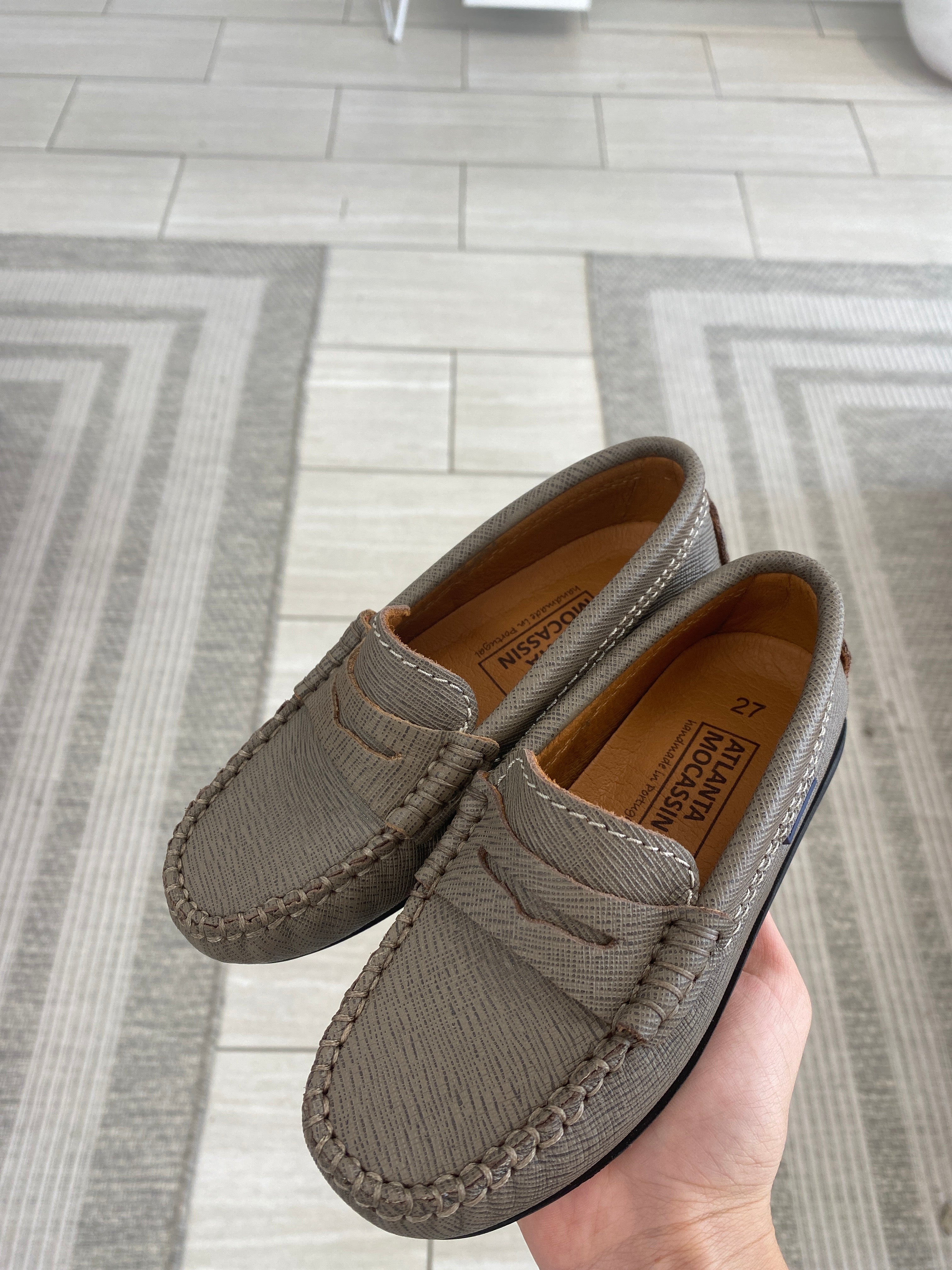 Premium Atlanta Moccasin Taupe Textured Penny Loafers - Comfortable Men's Casual Shoes for Office, Business & Everyday Wear