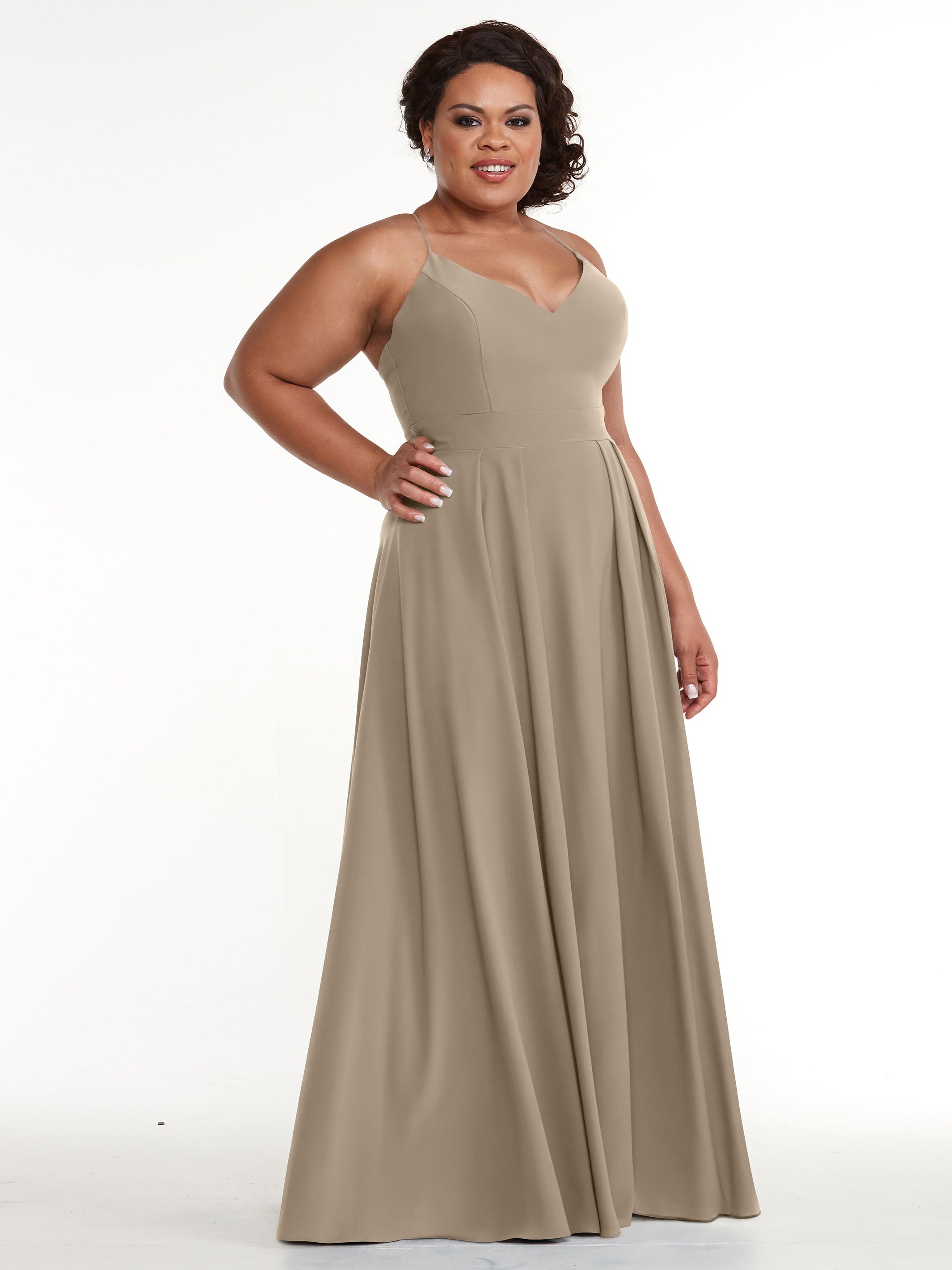 Elegant 83027 Stretch Chiffon A-Line Bridesmaid Dress with Pleats - Perfect for Weddings, Formal Events & Special Occasions
