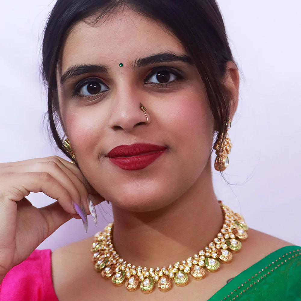 Exquisite Designer Gold Plated Royal Kundan Necklace (D536) - Elegant Indian Jewelry for Weddings, Parties & Special Occasions