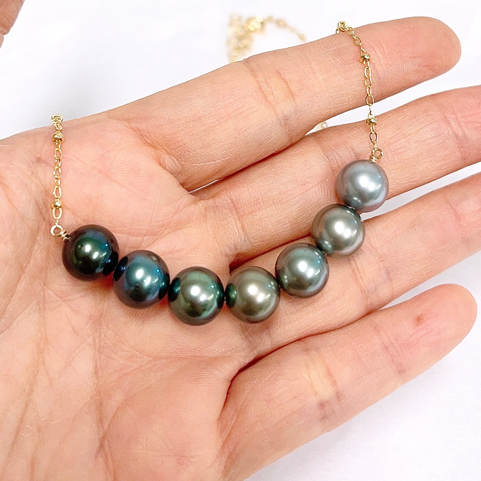 TEHINA Ombré Tahitian Pearl Necklace (N407) - Elegant Jewelry for Women, Perfect for Weddings, Parties & Special Occasions