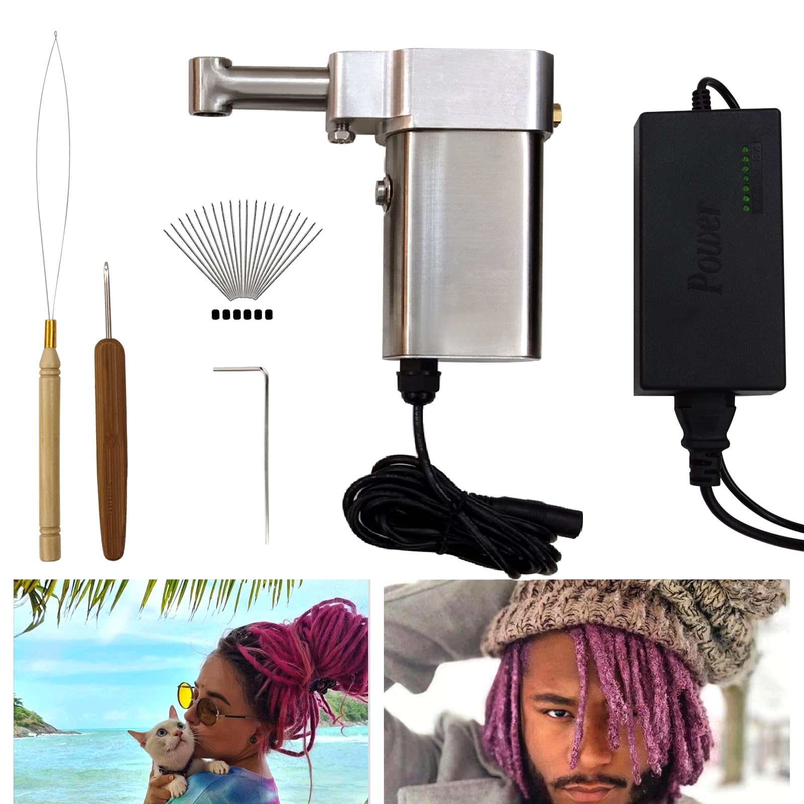 Electric Dreadlock Maker Machine for Instant Locs - 0.55in Tube Head for Professional Salon & Home Hair Styling - Perfect for Natural Hair, Braiding, and African American Hairstyles