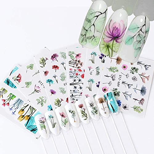 24 Sheets Water Transfer Nail Decals - Assorted Blossom Flower Design DIY Nail Art Stickers for Manicure, Salon & Home Nail Decor | Perfect for Parties, Weddings & Everyday Beauty