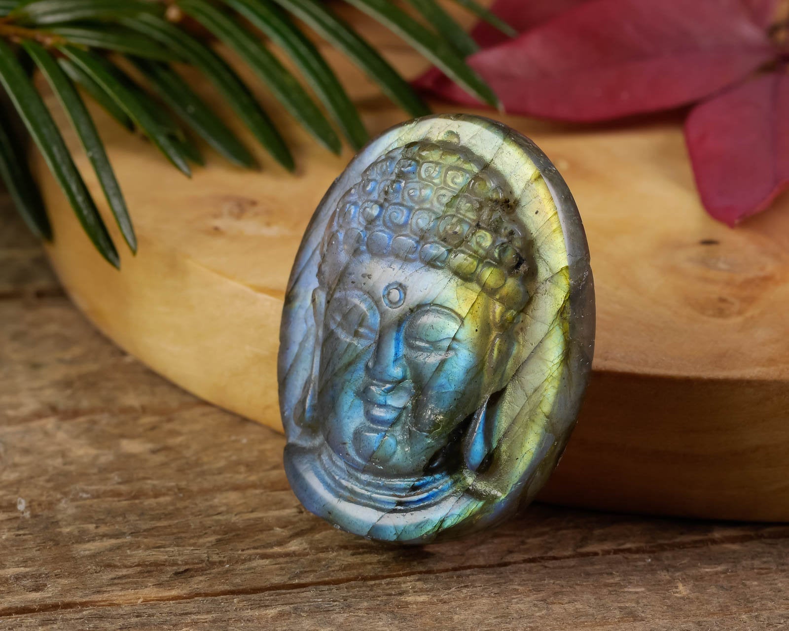 LABRADORITE Crystal Cabochon Buddha Head - Handcrafted Stone Carving for Jewelry Making, Meditation Decor & Spiritual Gifts | Perfect for Pendants, Home Altars & Healing Crystal Collections
