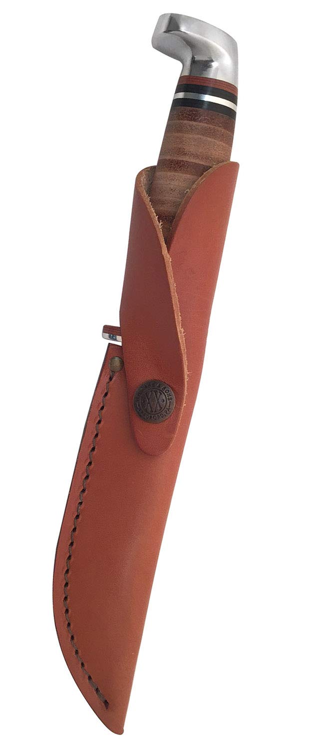 Premium WR XX Fixed Blade Pocket Knife - High Polished Leather Sheath - Stainless Steel 316 5 SS Blade - 9.5 Inch Closed Length - Ideal for Camping, Hiking & Outdoor Survival