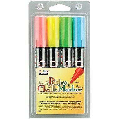 Premium Bistro Chalk Markers Set of 4 - Non-Toxic, Vibrant Colors for Chalkboards, Windows, Glass & Signs - Perfect for Restaurants, Cafes, Classrooms & DIY Crafts