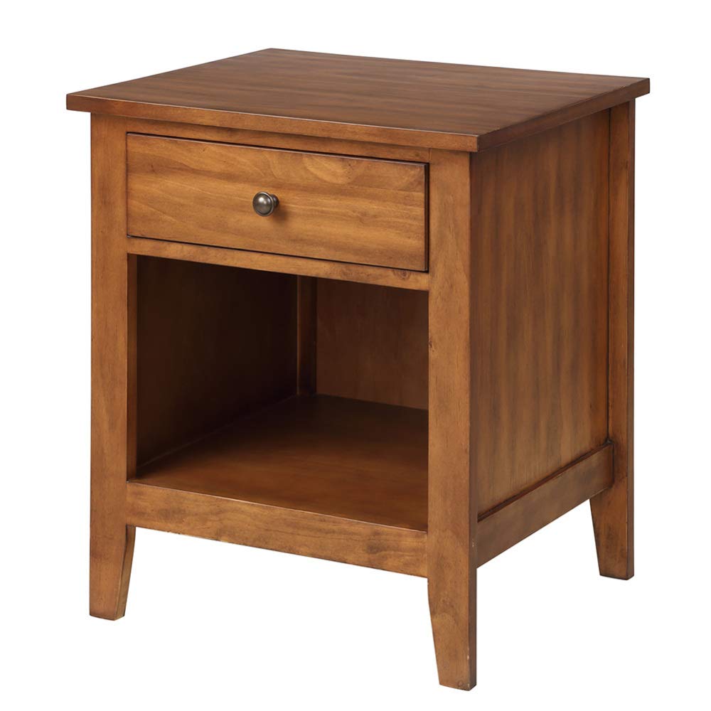 Yidexin U-Shaped Solid Wood Nightstand - Traditional Design Bedside Table with Storage Drawer, Wooden End Table for Bedroom Furniture | Perfect for Bedroom, Living Room & Guest Room Organization