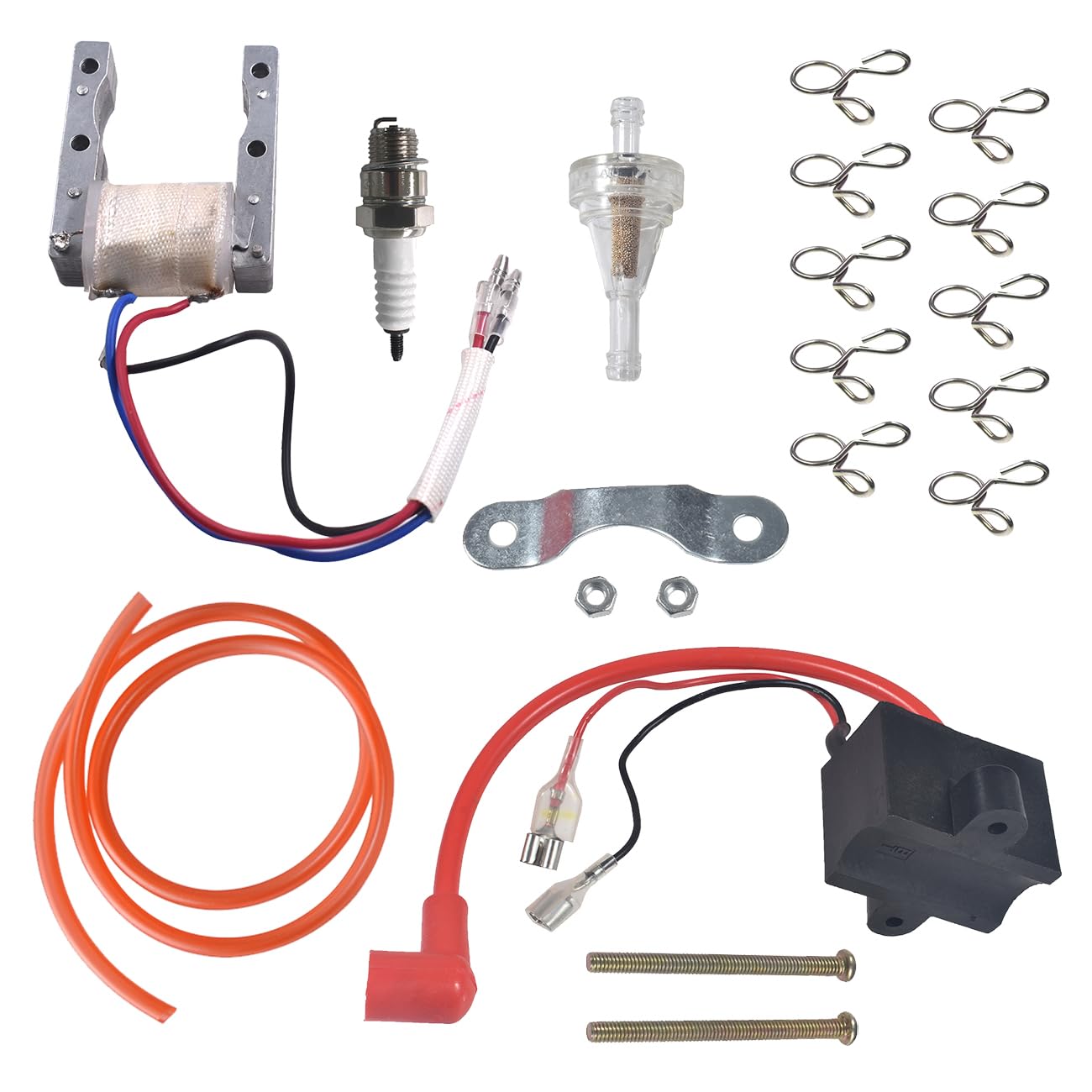 High-Performance CDI Ignition Magneto Coil Spark Plug Kit for 49cc-80cc 2-Stroke Engines - Compatible with Motorized Bicycles, Pocket Bikes & Mini Chopper - Upgrade Your Ride for Better Acceleration & Fuel Efficiency