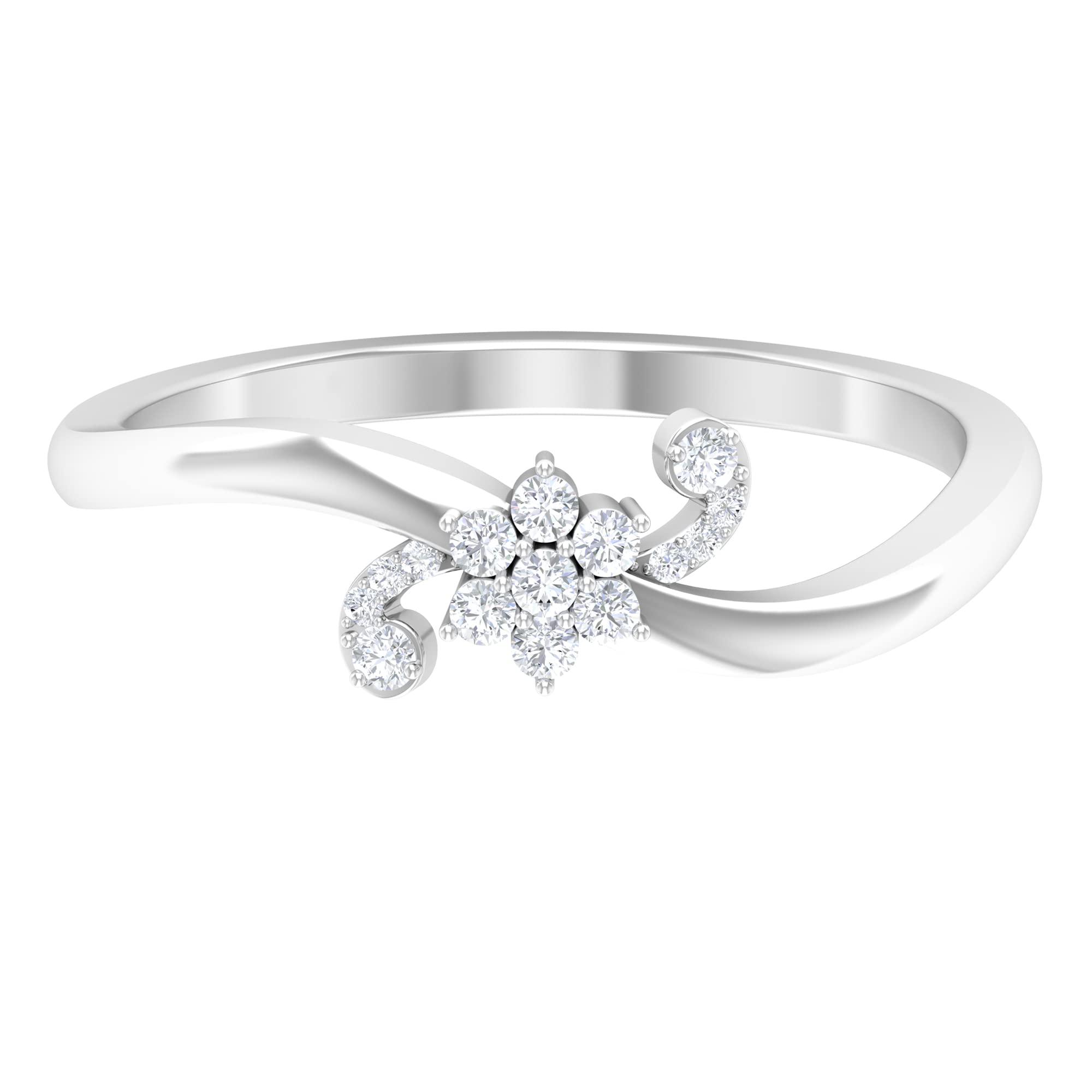 1/4 CT Natural Diamond & 14K Solid Gold Flower Ring - April Birthstone, Dainty & Elegant Jewelry for Women - Perfect for Anniversaries, Engagements & Everyday Wear