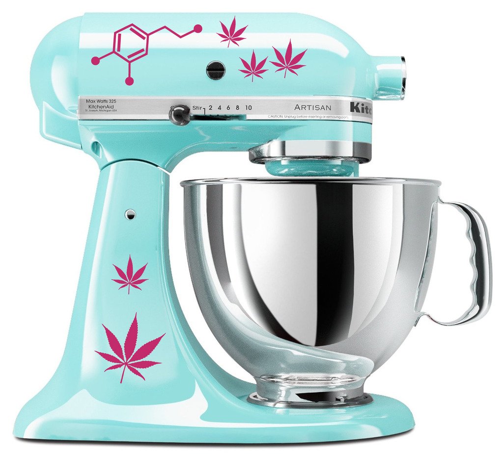 Dopamine Marijuana Pot Leaf Vinyl Decal Stickers for Kitchen Mixers - Hot Pink (Magenta) - Perfect for Blenders, Stand Mixers & Appliances - Fun Kitchen Decor & Cannabis Enthusiast Gifts