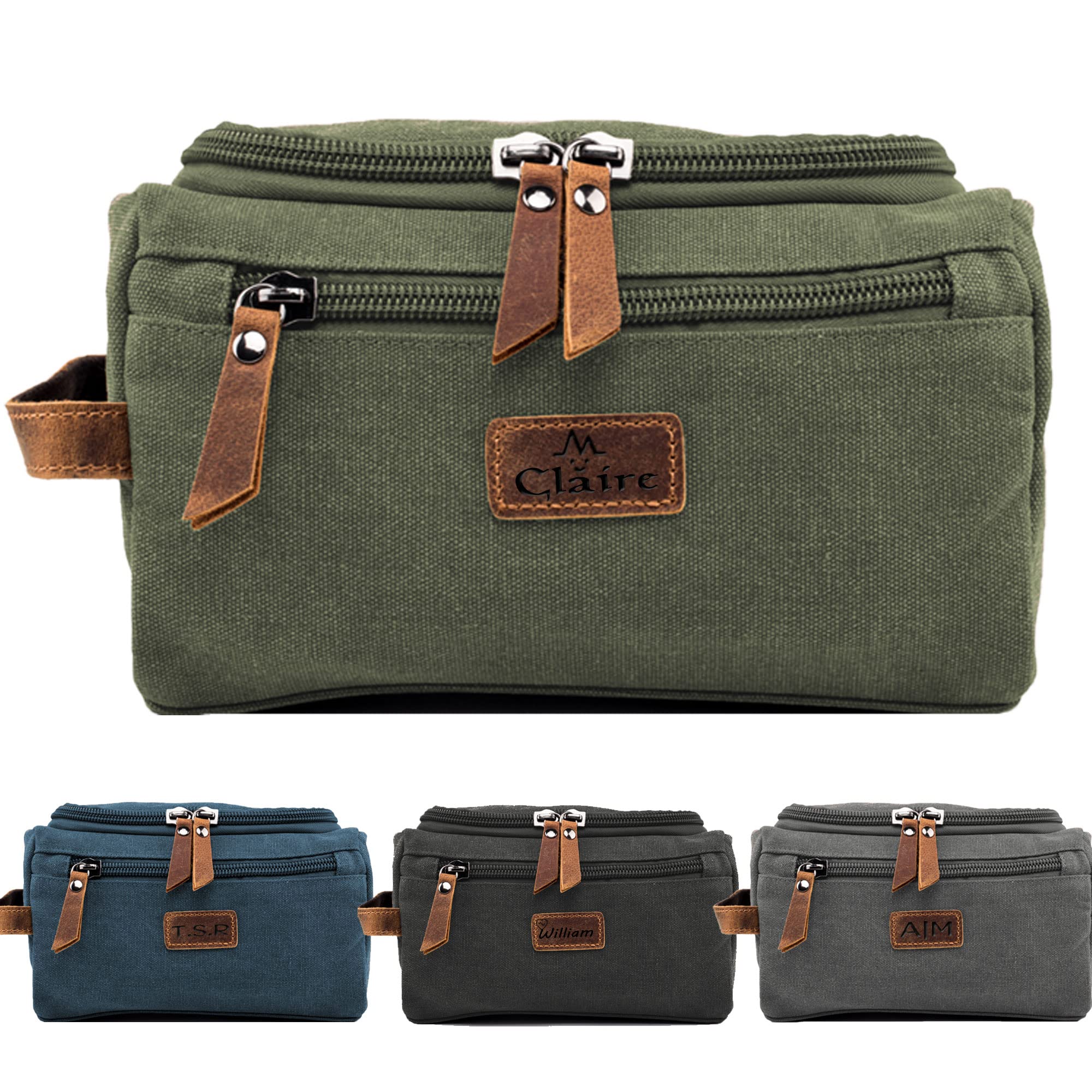 Personalized Men's Travel Toiletry Bag - Canvas Hanging Dopp Kit for Shaving & Cosmetics | Waterproof Makeup Organizer | Perfect Gift for Husband, Boyfriend | Ideal for Camping, Business Trips & Gym Use