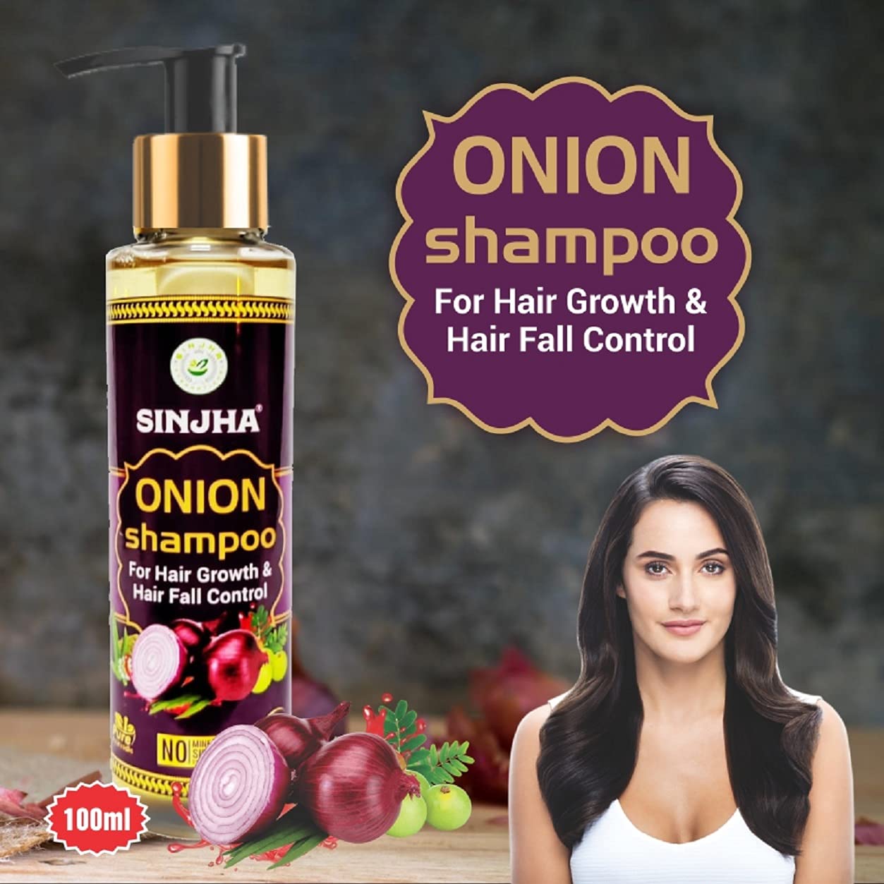Sinjha Onion Black Seed Hair Oil 100ml with Onion Shampoo - Promotes Hair Growth & Reduces Hair Fall - Natural Hair Care Treatment for Thicker, Stronger Hair - Perfect for Daily Hair Care Routine & Scalp Nourishment