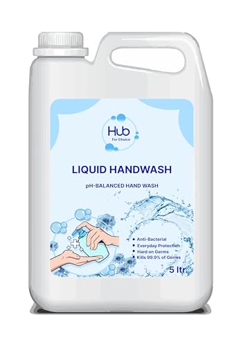 HUB FOR CHOICE Moisturizing Lavender Hand Wash Liquid Refill - 5L Bulk Size, Gentle Skin Care Soap for Dry Hands - Perfect for Home, Office & Commercial Use