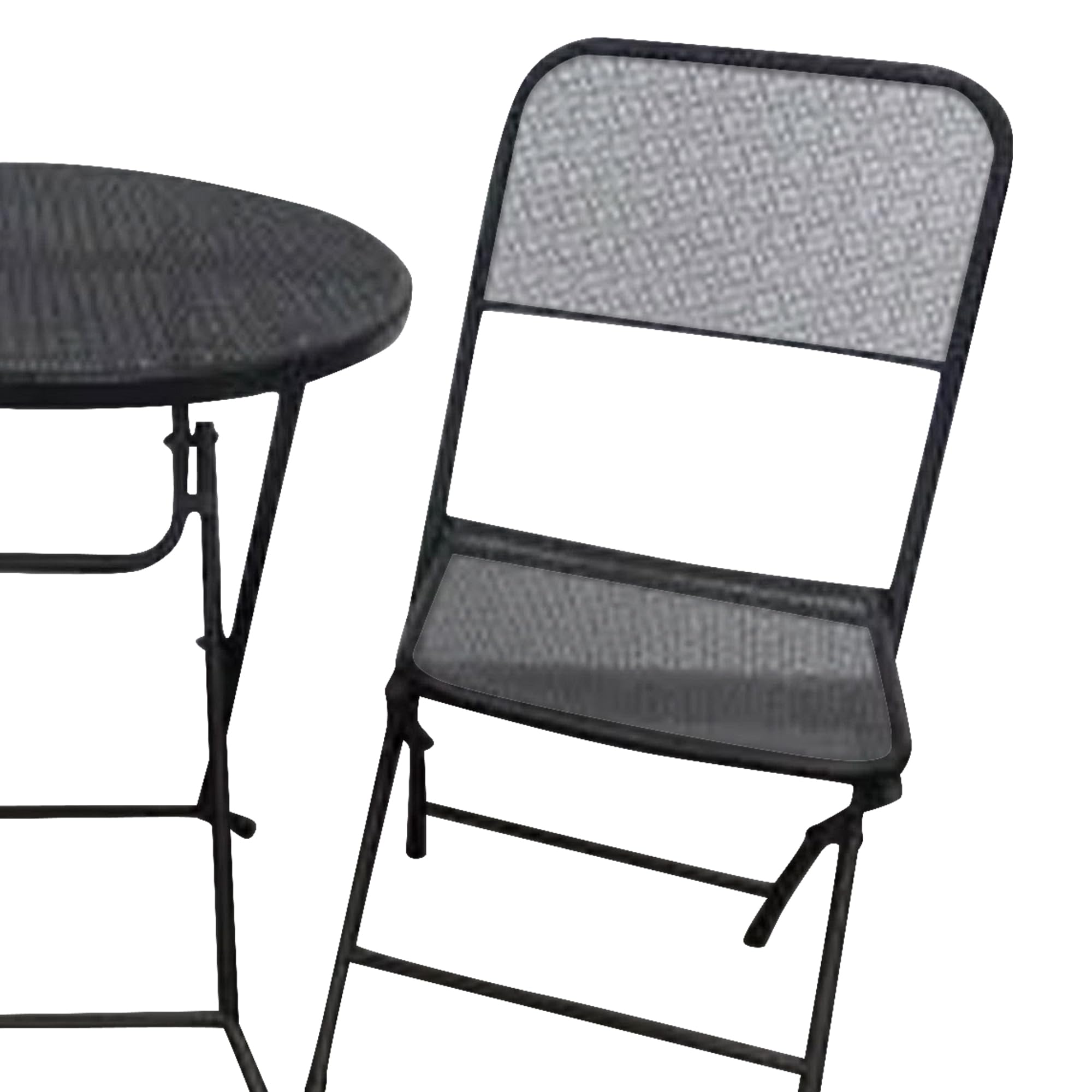 Padova 3-Piece Outdoor Bistro Set with 2 Folding Chairs & Round Table - Black Patio Furniture for Backyard, Deck or Garden Dining | Perfect for Small Spaces & Outdoor Entertaining