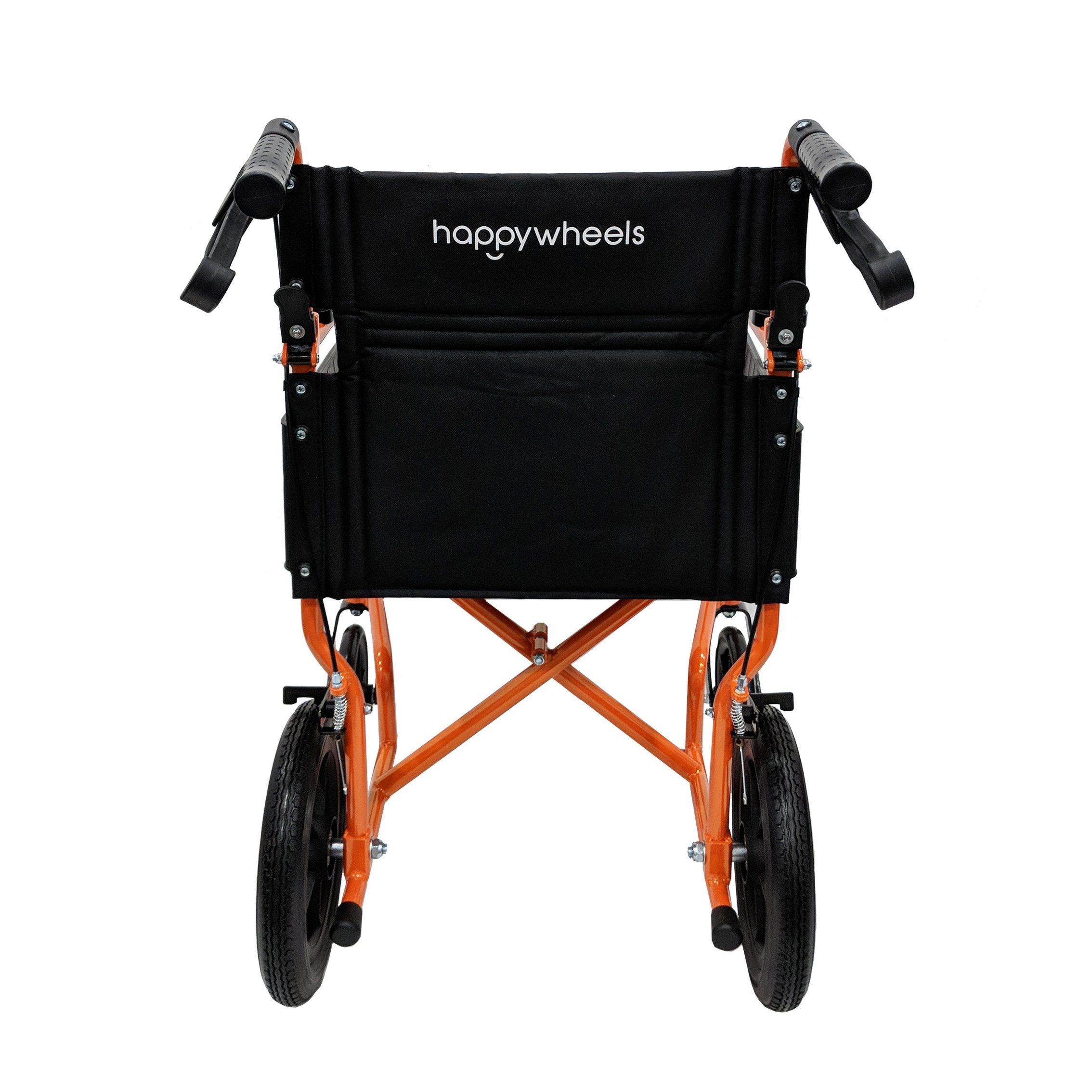 HappyWheels Lightweight Folding Wheelchair - Portable & Easy to Use for Seniors, Travel, and Indoor/Outdoor Mobility - Comfortable Transport Chair for Elderly, Disabled, and Recovery Patients