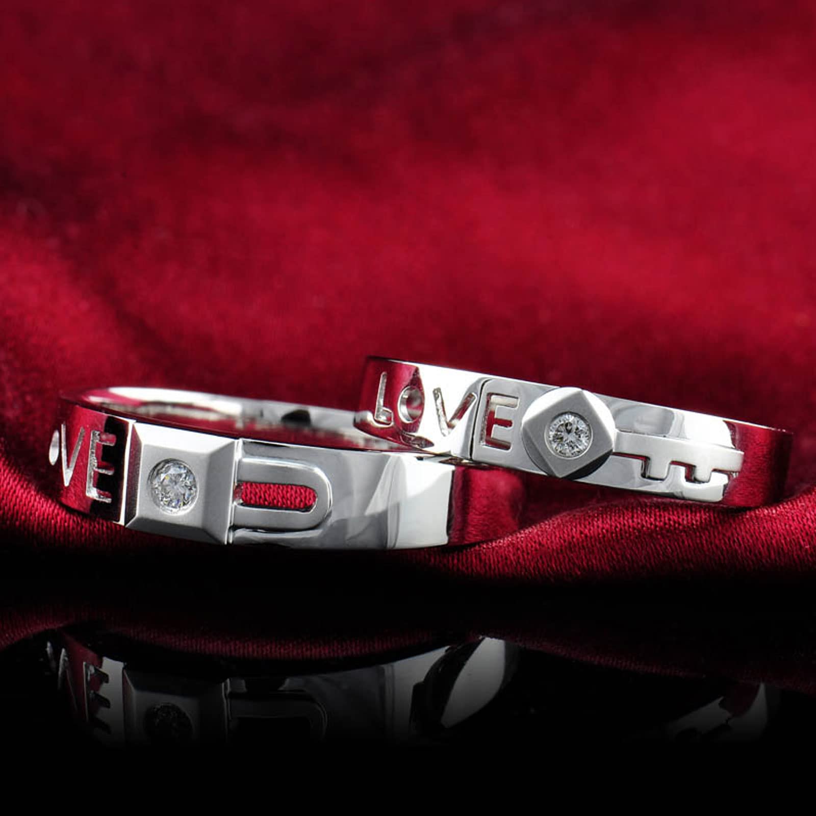 Diamond Matching Couples Rings for Him and Her - Sterling Silver/10K/14K/18K Wedding Promise Rings with Free Engraving - Perfect for Anniversaries, Engagements & Romantic Gifts