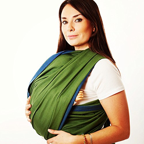 Organic Cotton Baby Wrap Carrier - Soft & Breathable Infant Sling for Newborns to Toddlers (0-36 Months) | Hands-Free Baby Wearing Solution for Nursing, Shopping & Outdoor Activities (Fern Green)