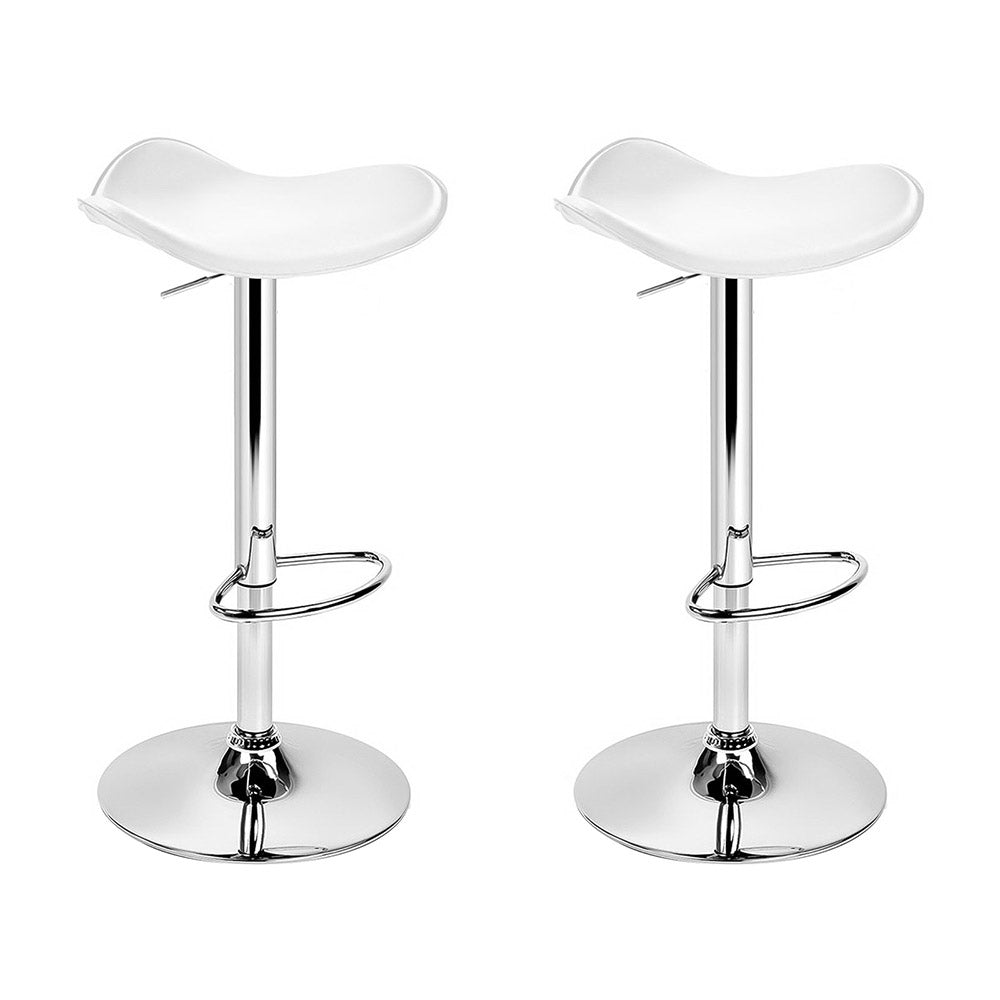 2-Pack White Leather Bar Stools with Gas Lift Mechanism - Perfect for Kitchen Islands, Breakfast Bars & Home Bars