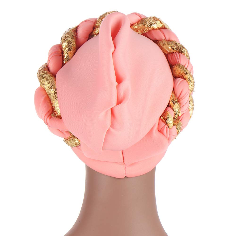 Stylish African Twisted Braid Turban Headwrap for Women - Fashionable Beanie Cap & Hair Cover Hat - Perfect for Casual Wear, Work, and Special Occasions
