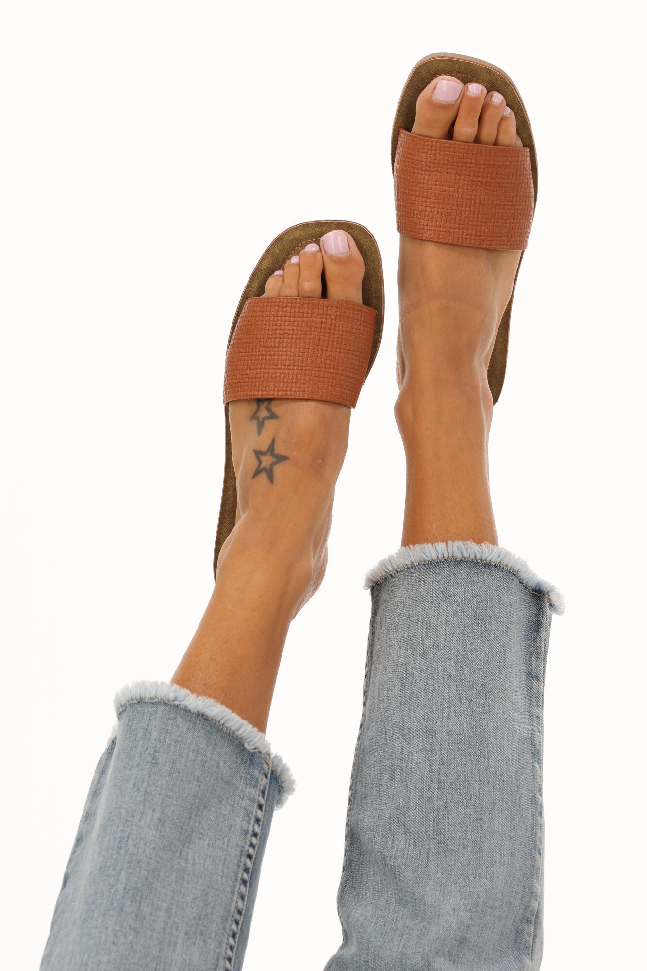Cherry Lane Alyssia Slide Sandals for Women - Comfortable Tan Summer Slides with Soft Cushioning | Perfect for Beach, Pool, and Casual Outings