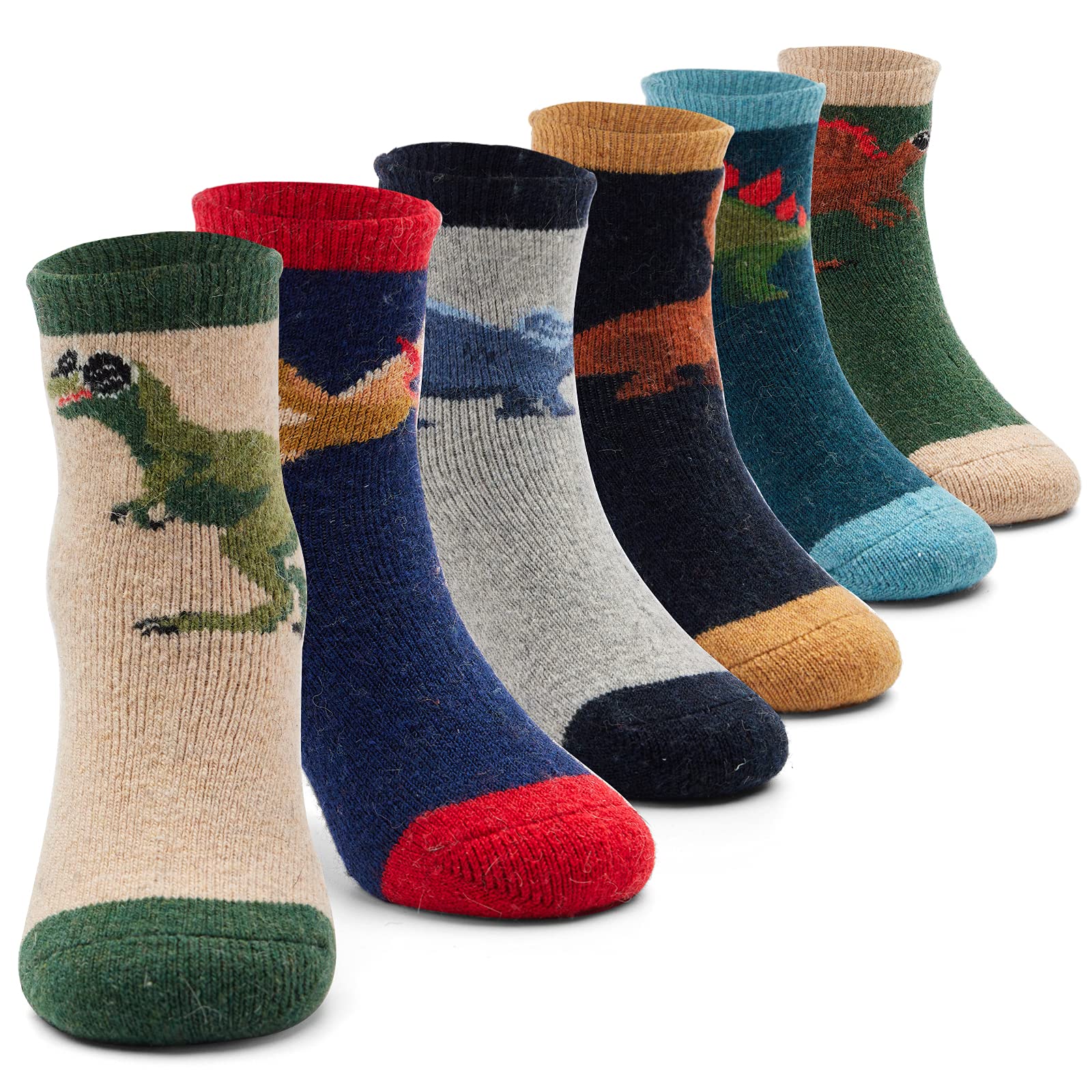 Warm Boys Wool Socks - 6 Pairs for Winter & Outdoor Play
