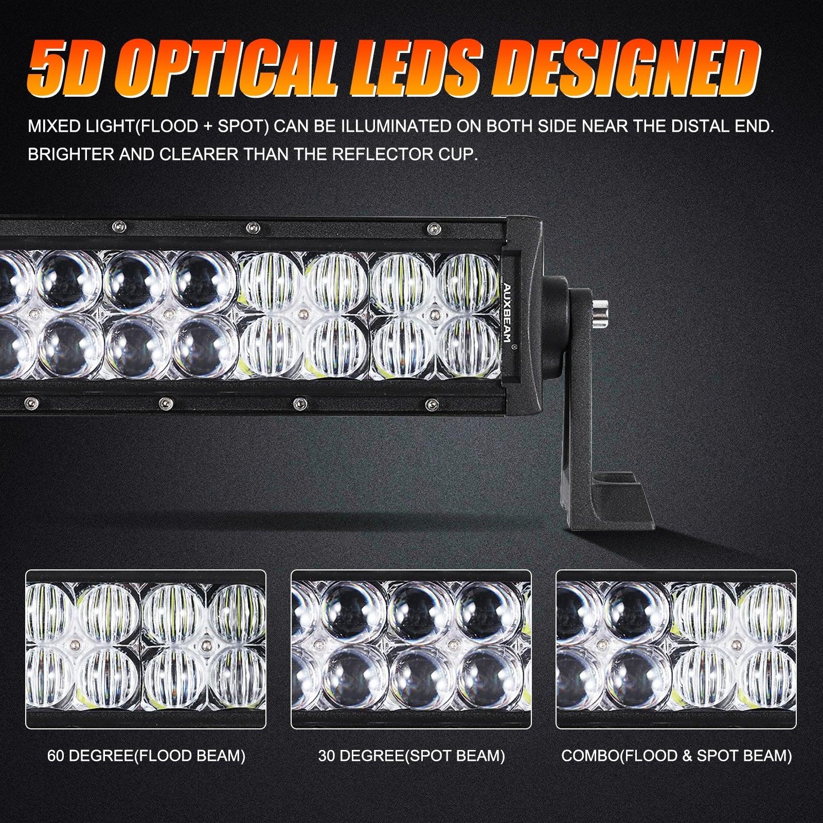 50 Inch 5D Series Straight/Curved Combo Beam Double Row LED Light Bar for SUV ATV UTV Trucks Pickup Boat - Off-Road, Camping & Night Driving Lighting Accessories