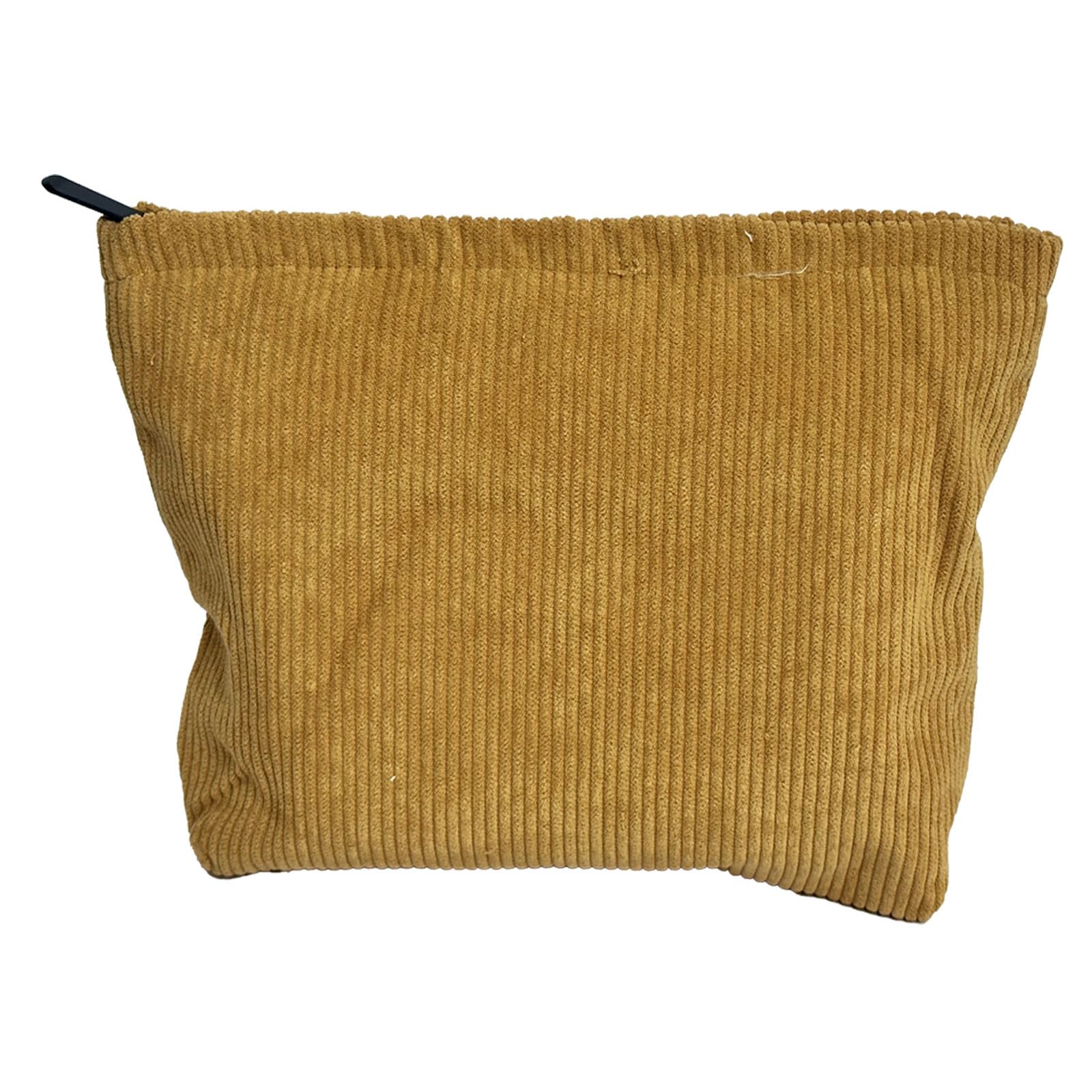 DSDFIDn Large Corduroy Makeup Bag for Women - Waterproof Cosmetic Organizer with Zipper, High Capacity Travel Toiletry Pouch (Yellow) | Perfect for Travel, Gym, and Daily Makeup Storage