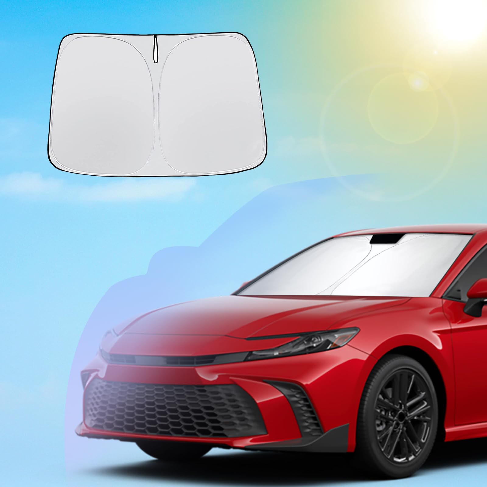 2025 Toyota Camry Windshield Sunshade - Foldable UV Blocking Sun Shield for 2025 Camry LE/SE/XSE/XLE Models | Car Accessories for Heat Protection & Interior Preservation | Perfect for Summer Parking & Road Trips