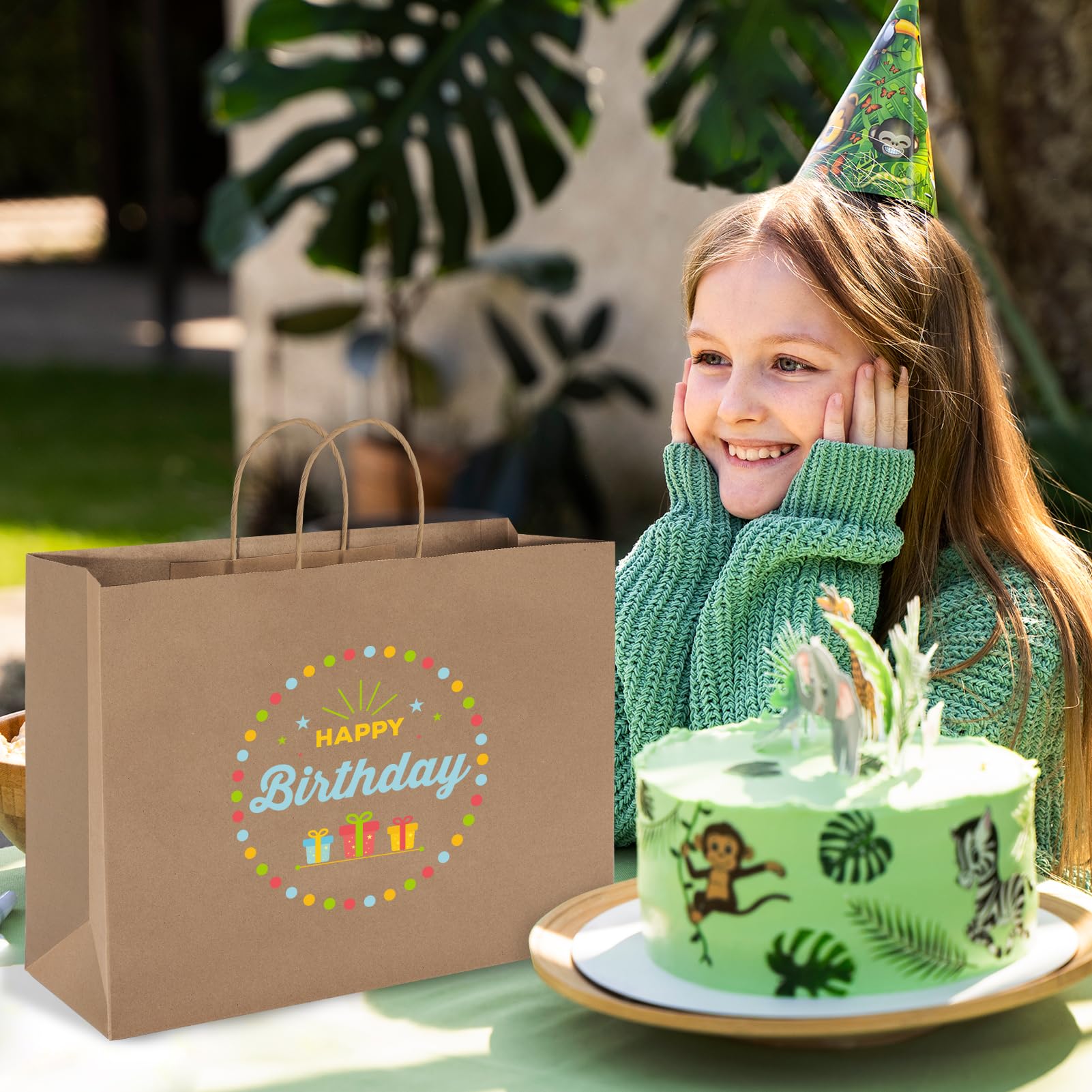 **MESHA 16x6x12 Inch Brown Paper Bags with Handles - 50 Pack Bulk - Eco-Friendly Large Gift Bags for Small Business, Retail, Wedding & Party Favors | Perfect for Crafts, Shopping & Event Packaging**