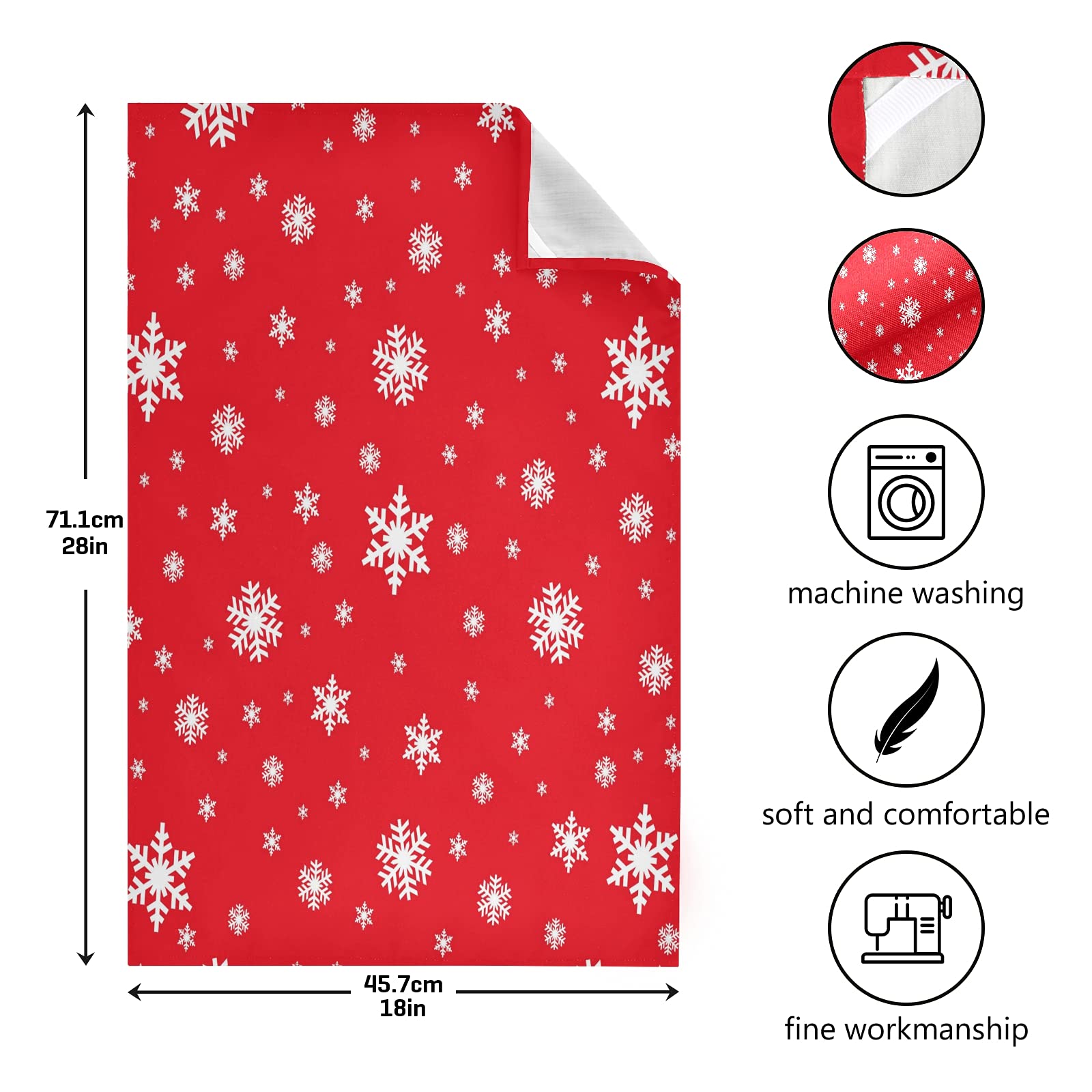ALAZA Christmas Snowflake Red & White Kitchen Towels - 1 Pack Super Absorbent Soft Dish Bar Tea Towels (18x28 inches) - Perfect for Holiday Decor, Dish Drying & Gift Giving