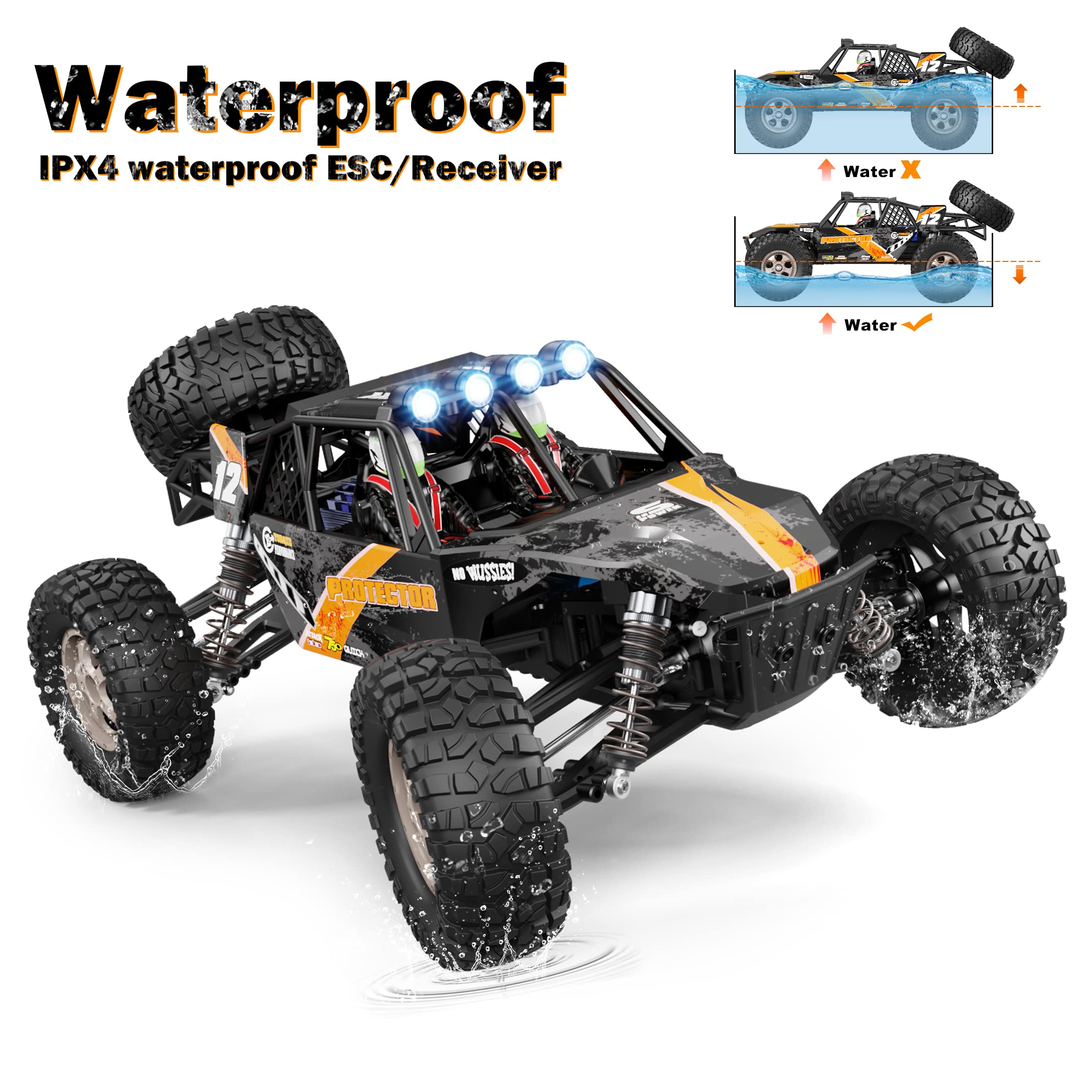 HAIBOXING 1:12 Scale 4x4 RC Car - 38+ KM/H High Speed Remote Control Truck, 2.4G All-Terrain Off-Road Vehicle with 2 Rechargeable Batteries (40+ Min Playtime) - Perfect Gift for Boys & Adults - Ideal for Outdoor Racing, Backyard Adventures and Off-Road Fun