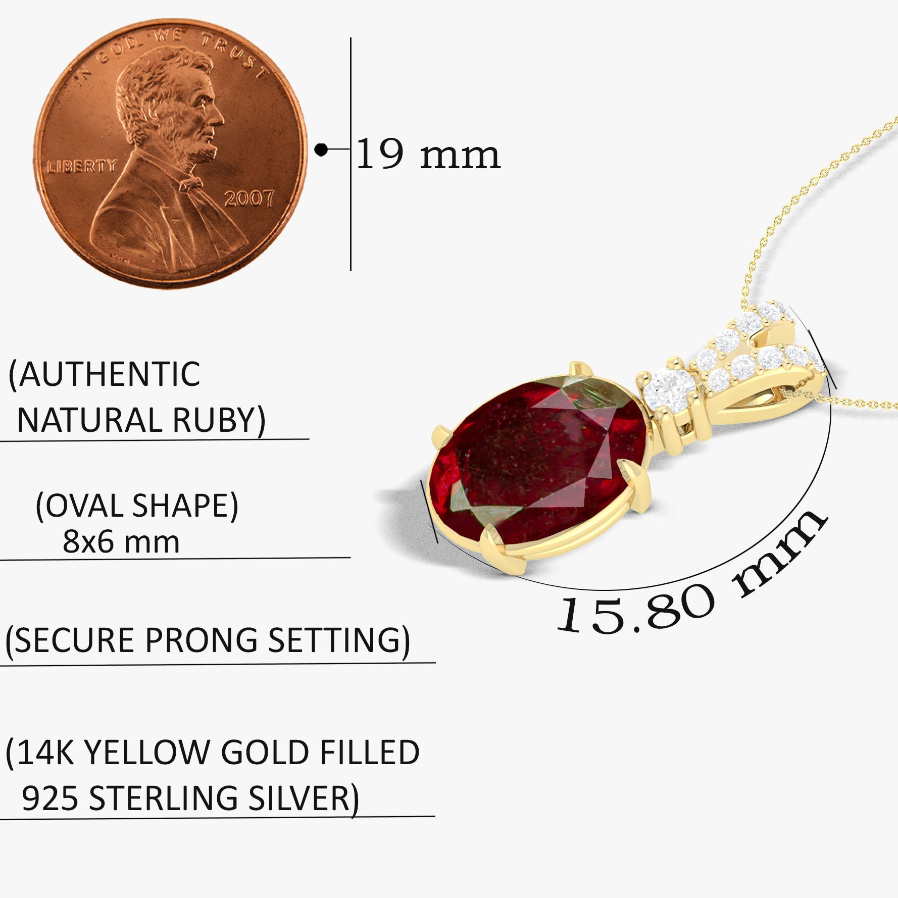 Natural Red Ruby Gemstone Pendant Necklace for Women - 925 Sterling Silver Handmade Jewelry - Perfect for Weddings, Anniversaries & Special Occasions