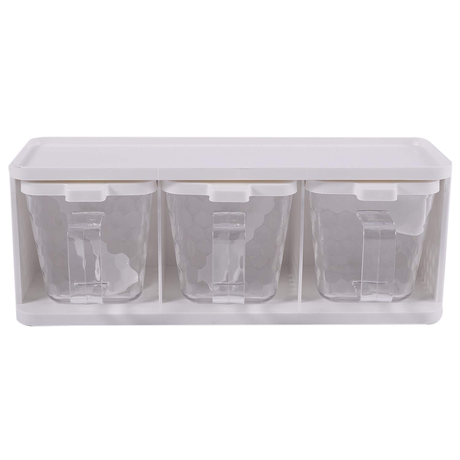 DOSIA Rotating Spice Storage Box with Handle & Spoon - 12oz Seasoning Jars for Kitchen, Pantry Organization - Perfect for Cooking, Baking & Countertop Display
