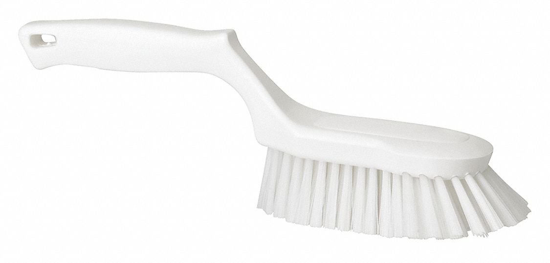 Vikan White Hand Brush - Ergonomic Stiff Bristles with PP/PBT Handle for Kitchen, Bathroom & Cleaning - Model 4169