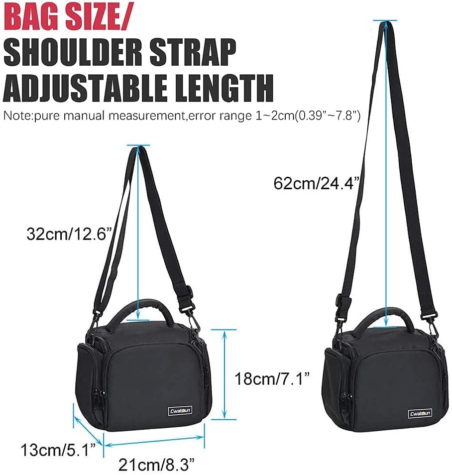 Cwatcun Waterproof Small Black Camera Bag - Compact Sling Crossbody Shoulder Bag for Canon Nikon Sony DSLR Mirrorless Cameras & Lenses - Perfect for Travel, Hiking & Photography Enthusiasts