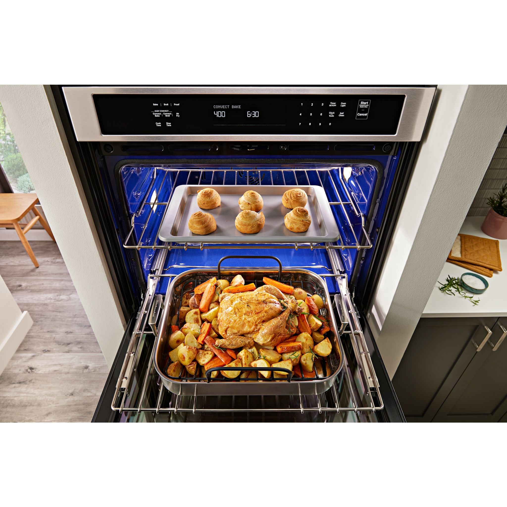 KitchenAid 30 Inch Built-In Microwave and Wall Oven Combo (KOEC530PPS) - PrintShield Stainless Steel Finish for Modern Kitchens | Perfect for Baking, Roasting, and Quick Meals