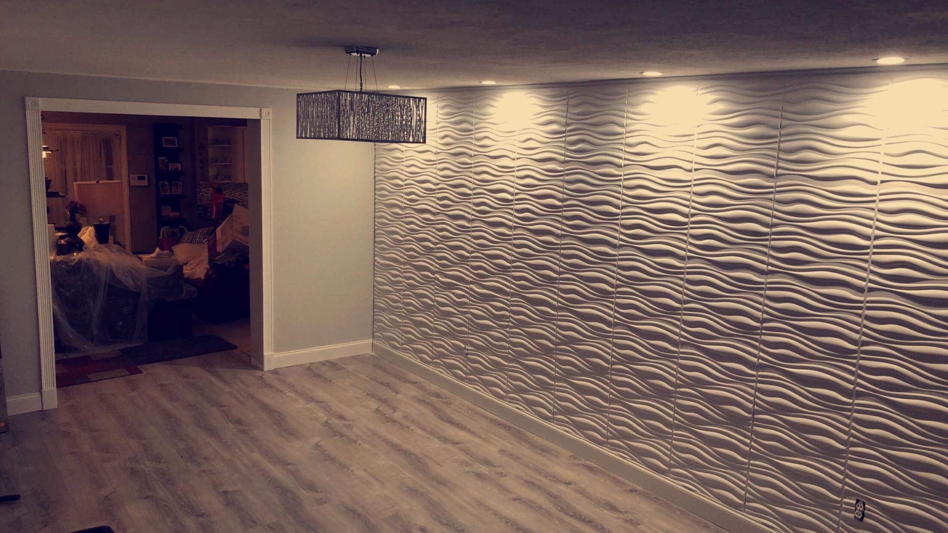 3D Textured White Wave Wall Panel with 10FT Nano Double-Sided Heavy Duty Tape - Modern Home & Office Decoration for Living Room, Bedroom, and Commercial Spaces