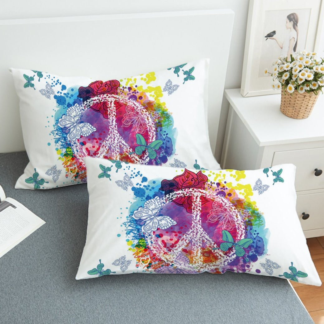 Peace on the Beach Bedding Set - Coastal Themed Queen Size Bed Sheets for Summer - Perfect for Beach House, Vacation Rental & Coastal Decor Bedroom