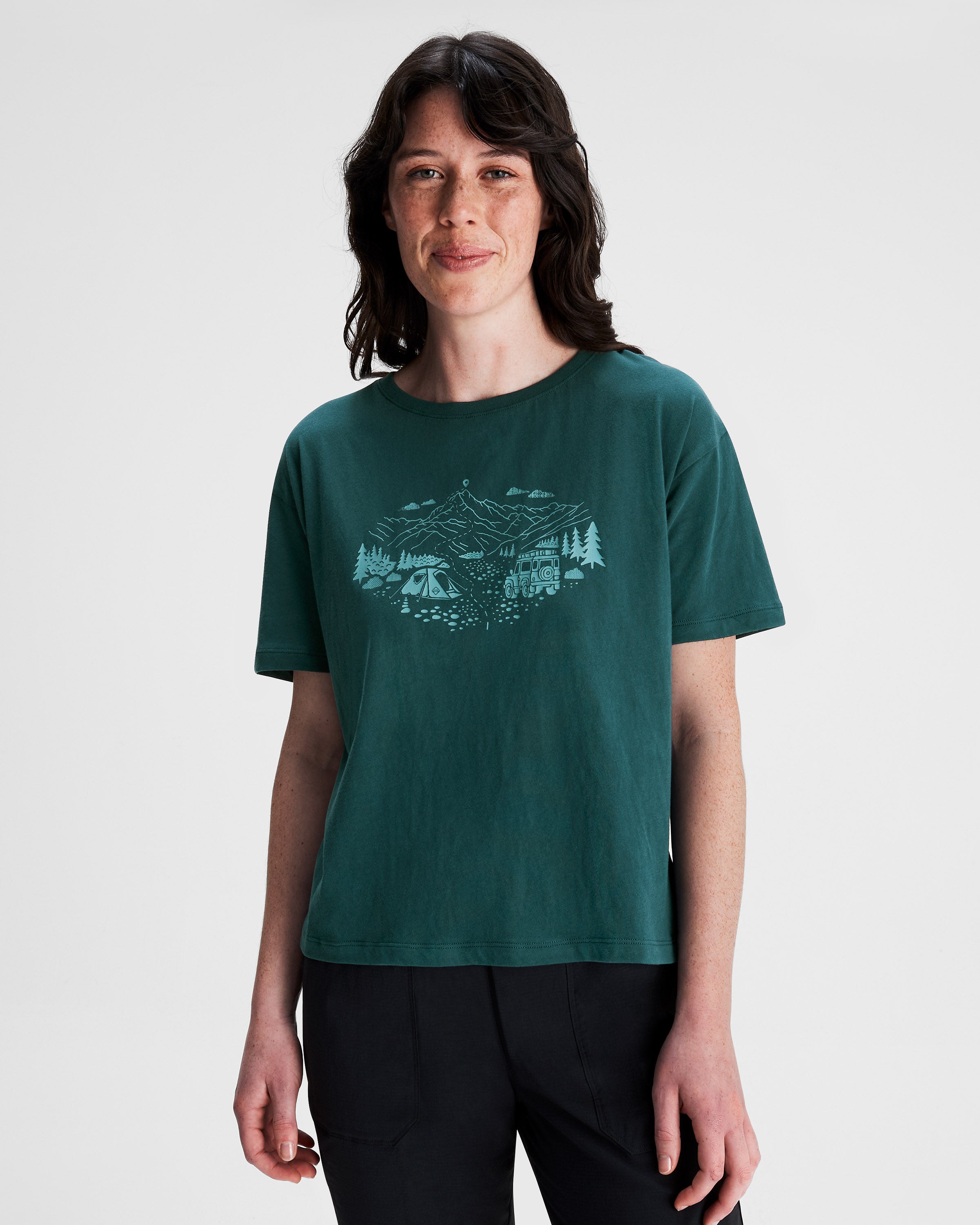 Organic Cotton Women's Ridgeline T-Shirt - Soft Deep Lagoon Color - Perfect for Casual Wear, Outdoor Activities & Everyday Comfort