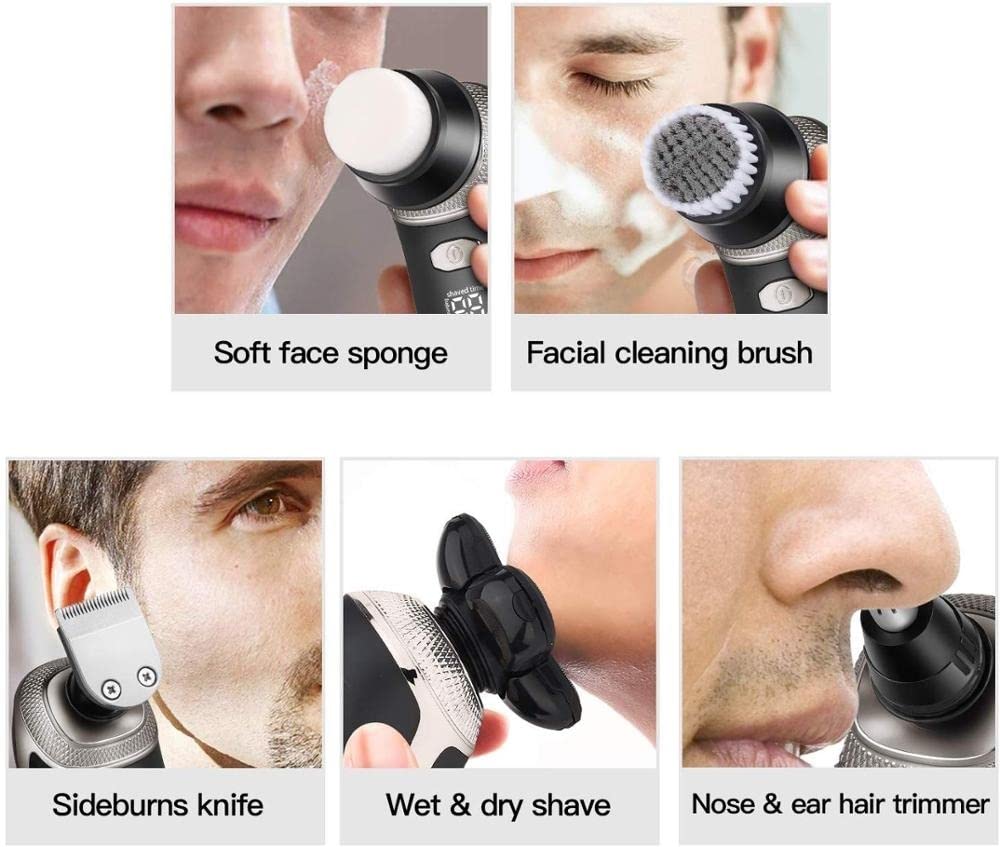 Professional 5-in-1 Electric Razor for Men - Rechargeable Wet/Dry Shaver with Beard Trimmer & Facial Grooming Kit | Perfect for Travel, Home & Office Use
