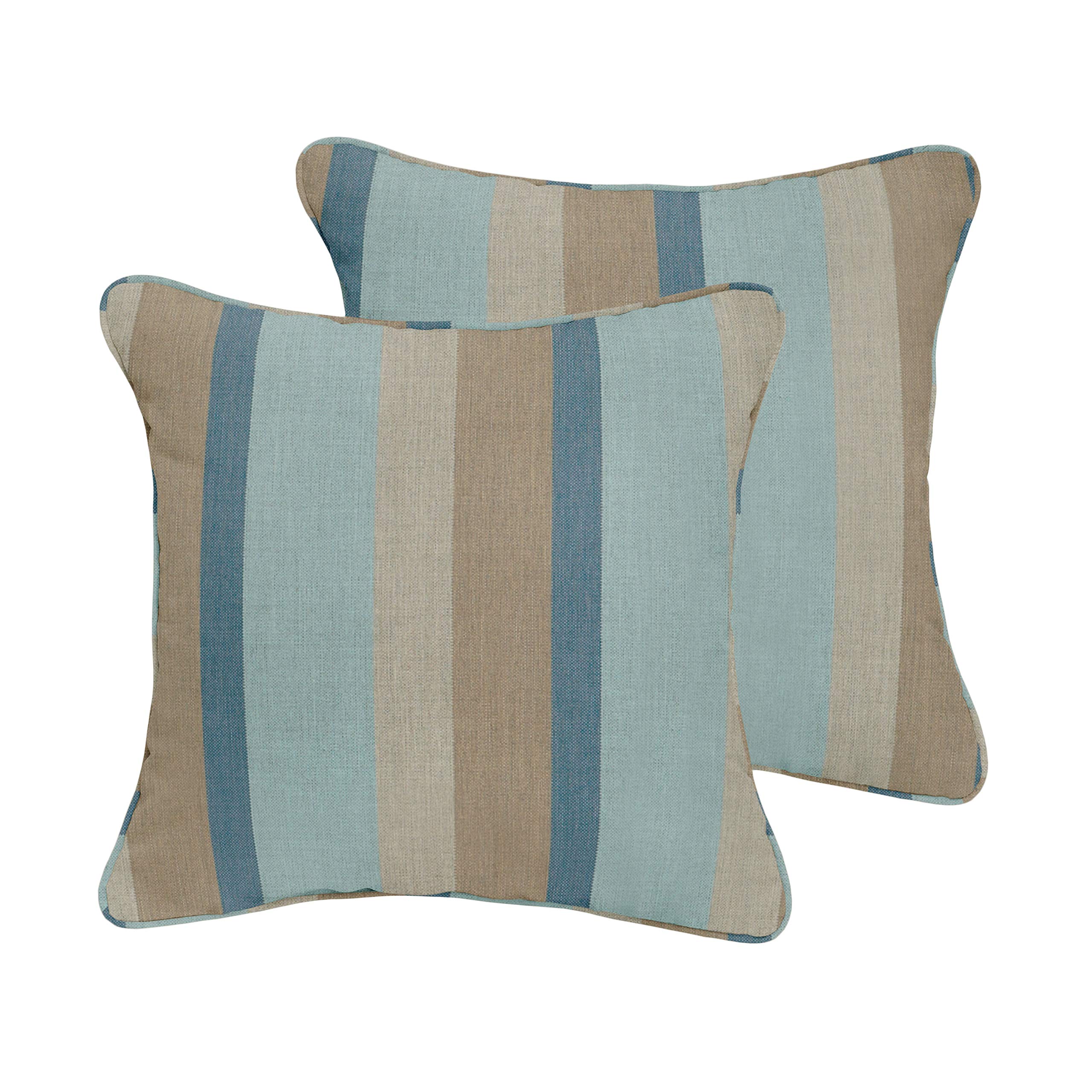 Sorra Home Sunbrella Indoor/Outdoor Corded Throw Pillows 20x20 Inches - Waterproof & Fade-Resistant Cushion Covers for Patio, Poolside, Sofa & Bed Decor - Gateway Mist Color