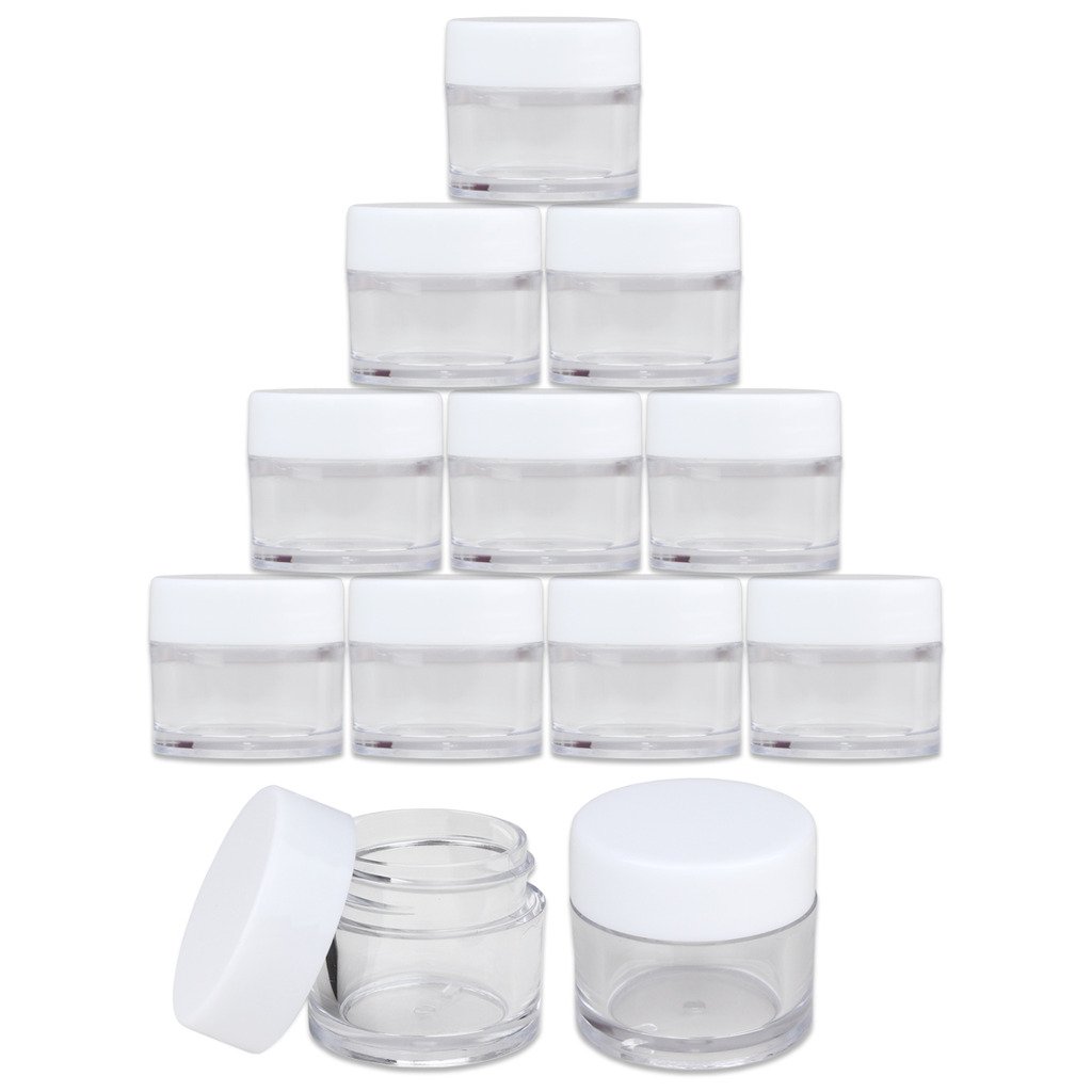 Beauticom 7 Gram / 7 ML Thick Wall Round Leak Proof Clear Acrylic Jars - 480 Pieces with White Lids - Perfect for Beauty Creams, Cosmetics, Salves & Scrubs - Ideal for DIY Skincare, Makeup Storage & Travel Toiletries